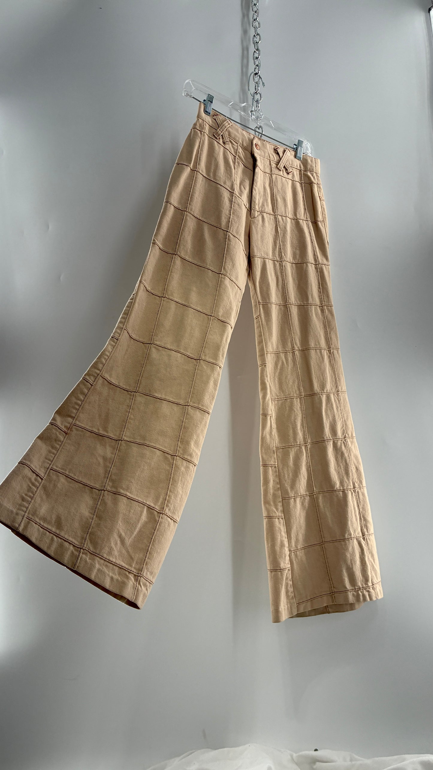 Vintage Tan Patchwork Flare with “X” Belt Loops (XS/S)