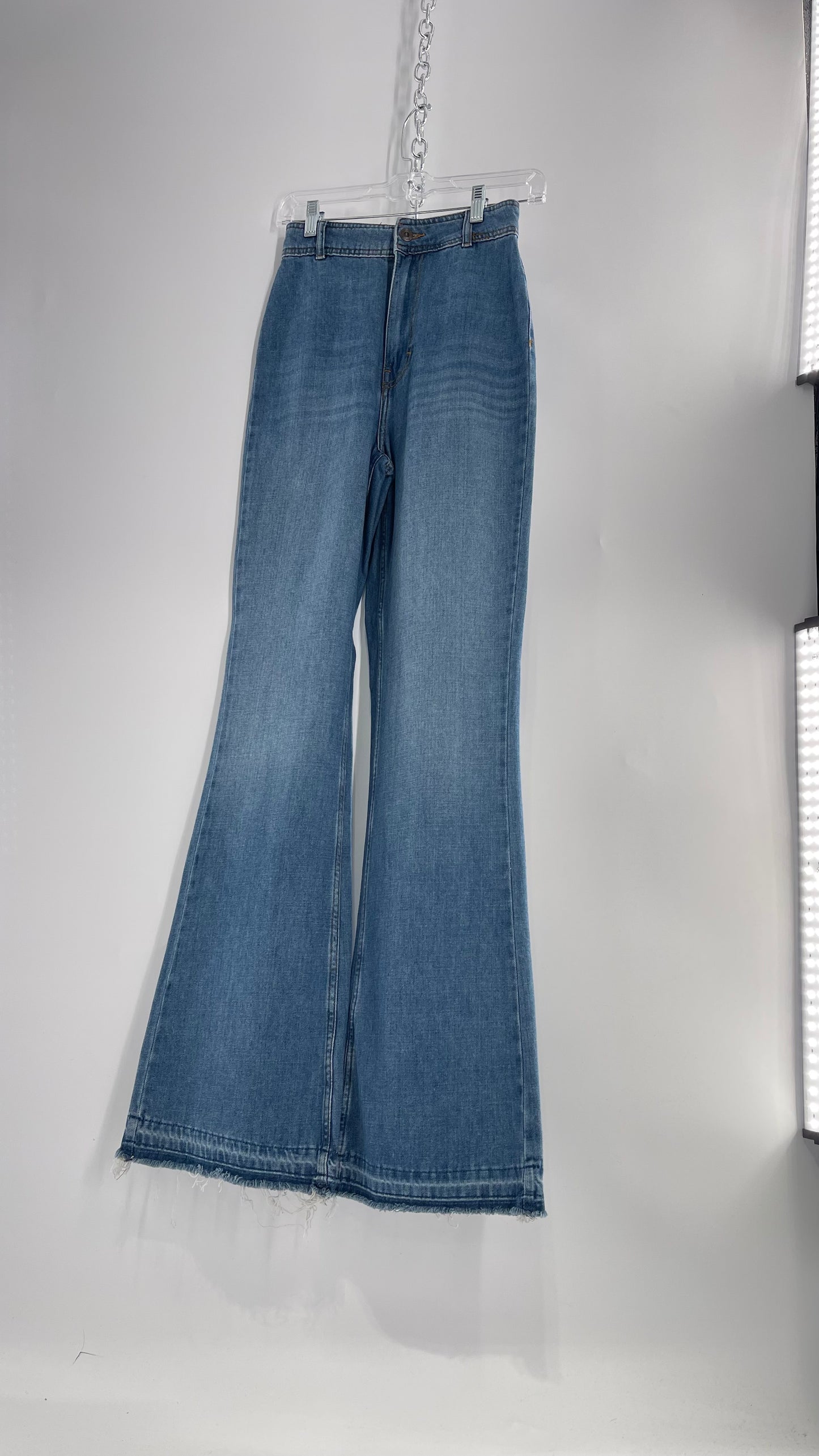 Free People Light Wash High Waisted Wide Leg Jeans (25)