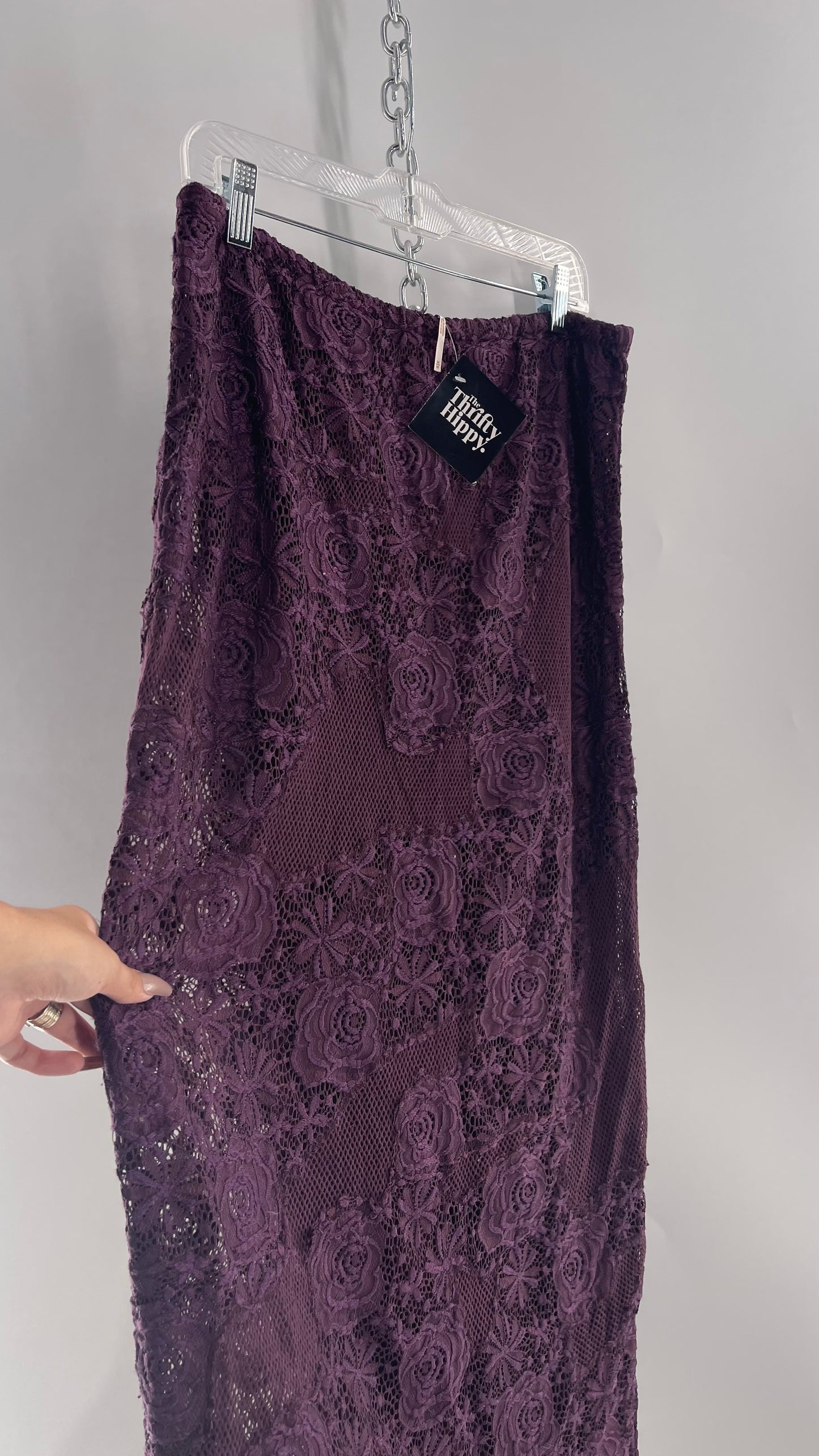 Free People Plum/Purple Lace Mesh Skirt with Tags Attached (Medium)