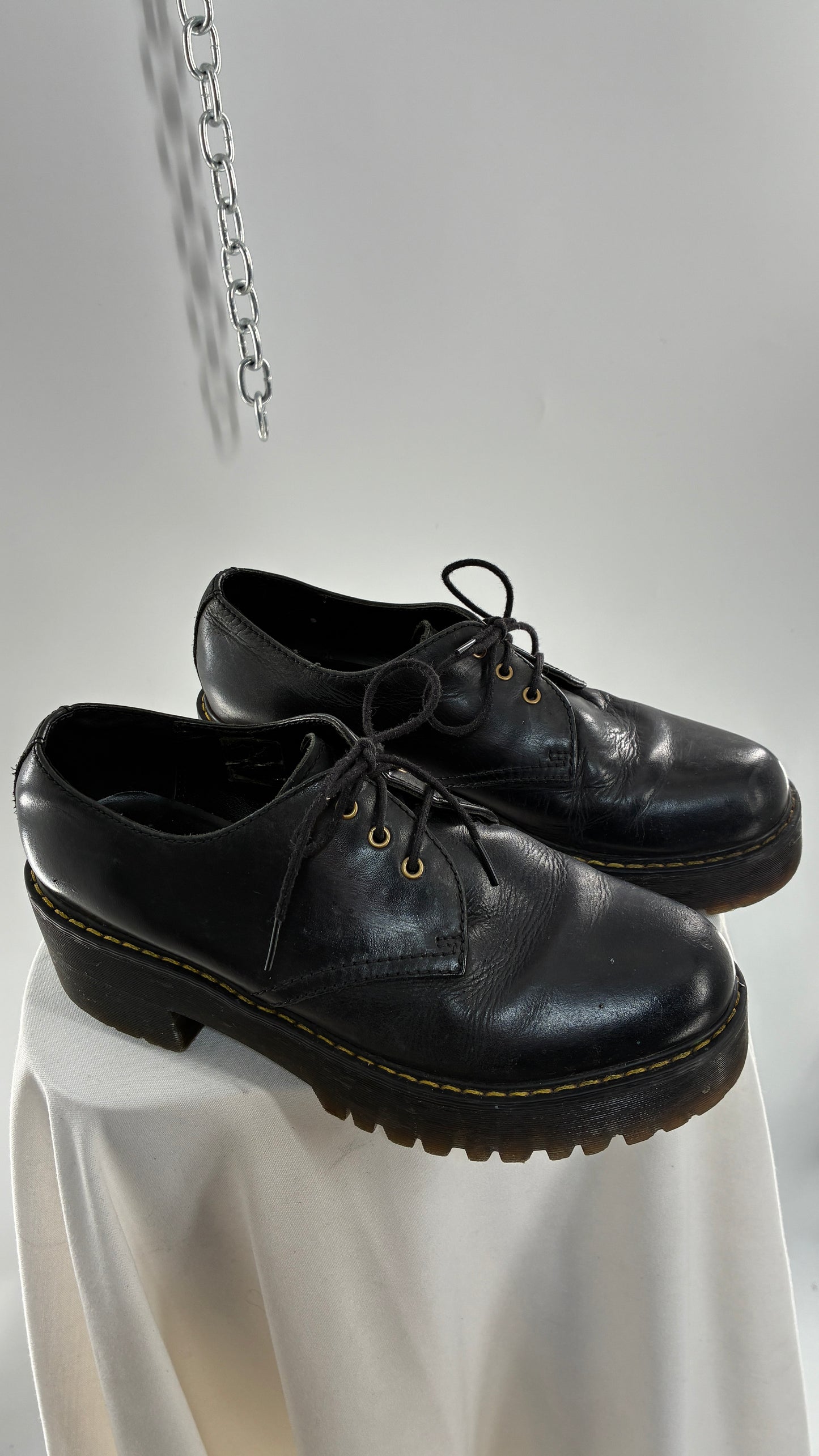 Vintage Doctor Martens Black Leather, Platform, Chunky Oxfords (9)