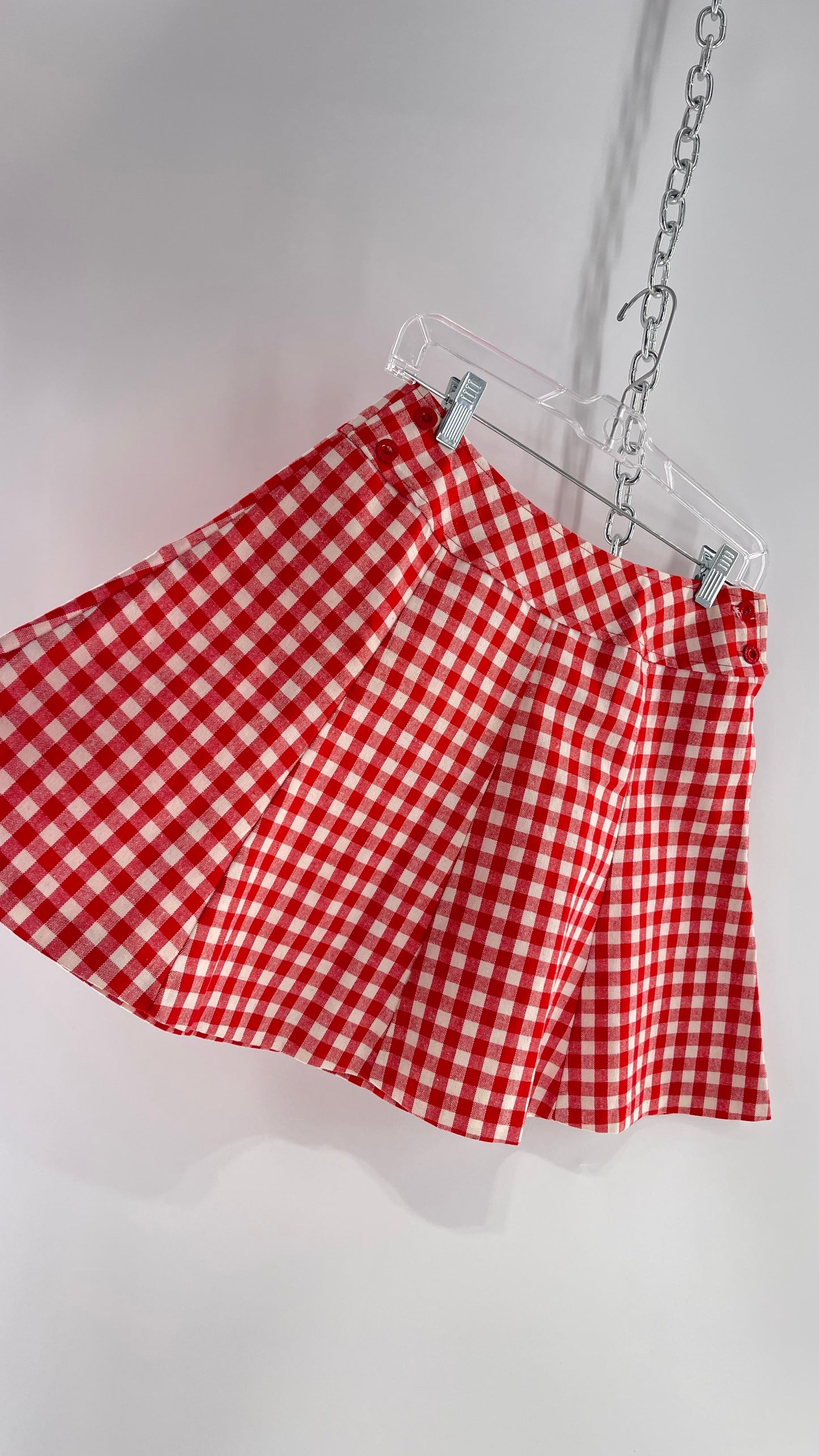 Vintage Bobbie Brook Red and White Picnic Mini Skirt (Large)