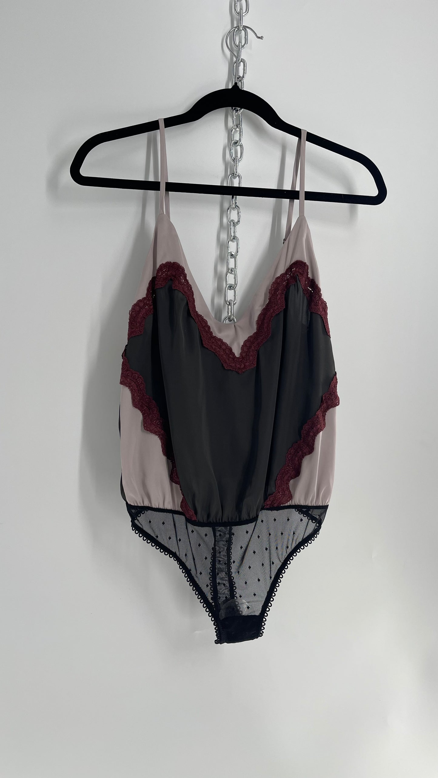 Intimately Free People Black, Burgundy, Lavender Silky Bodysuit with Tags Attached (Small)