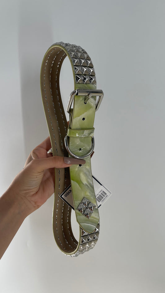 Urban Outfitters Green Marbled Studded Belt (Small)