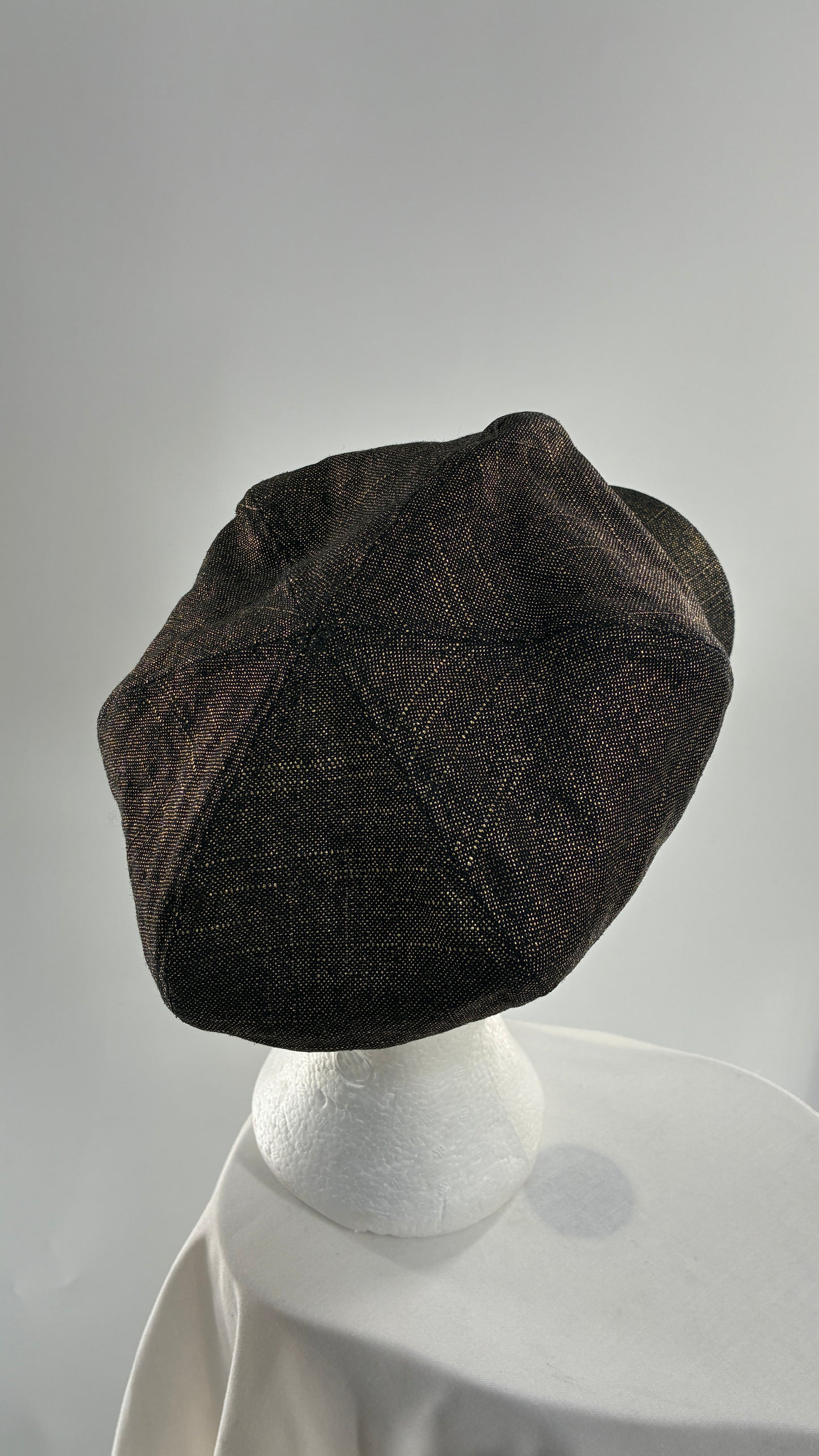 Vintage BADGLEY MISCHKA Metallic Bronze Newsboy Cap with Chain Detail