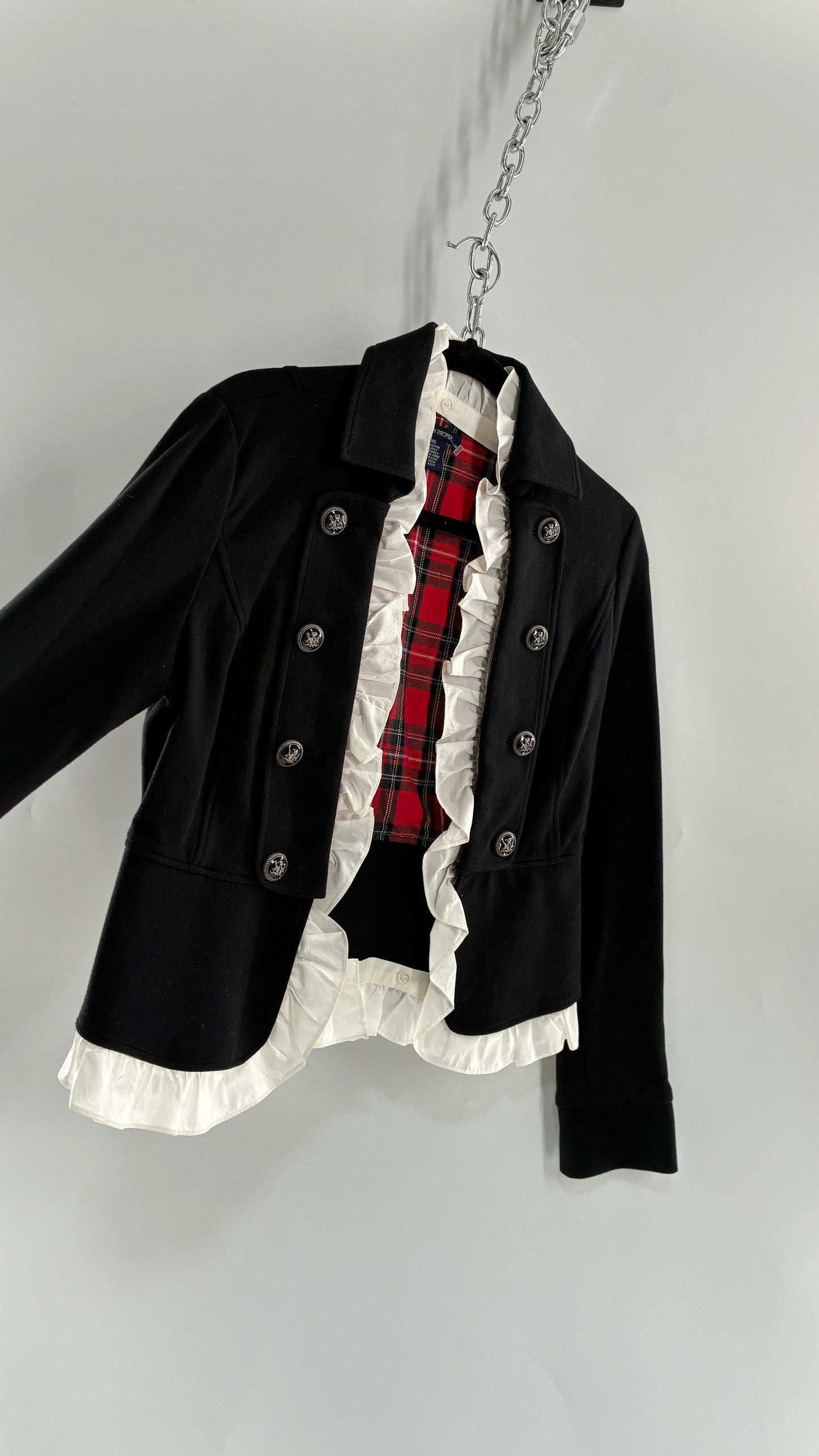 Vintage BOSTON PROPER 1990s School Girl/Drummer Jacket with Removable Ruffle Trim (XS)