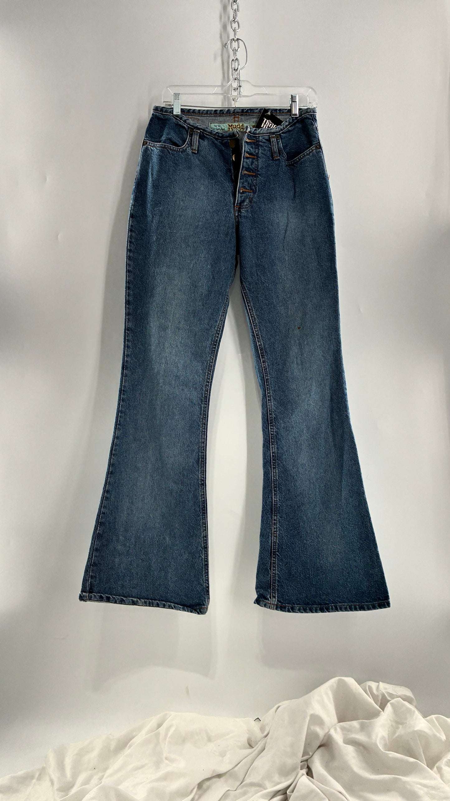 Vintage 1980s MUDD Flared Button Front Jeans with Colorful Jacron (9)