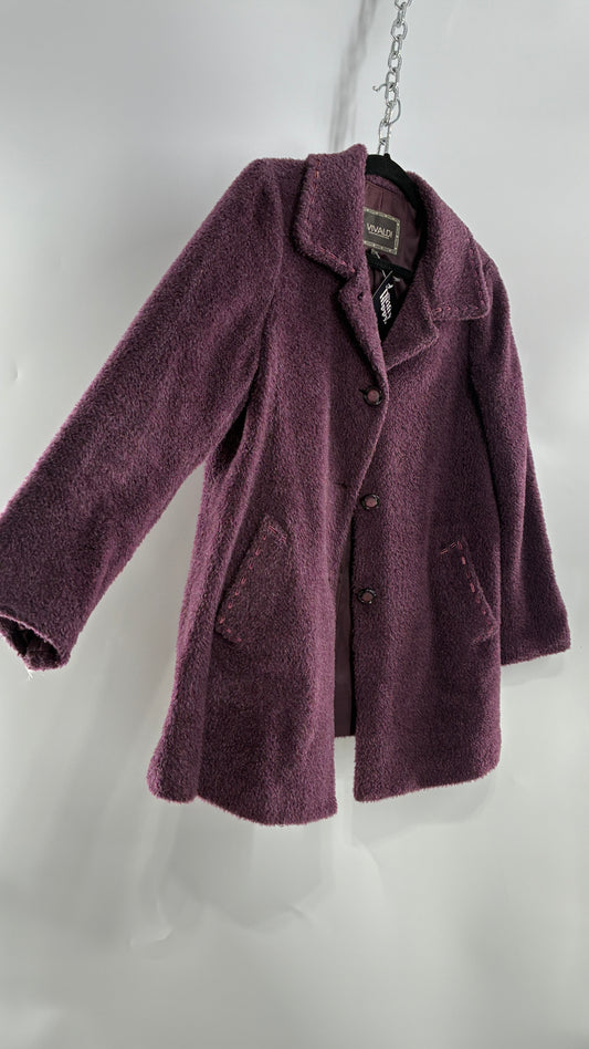 Vintage VIVALDI Purple Coat with Ribbon Stitch Detail (97,102,165cm)