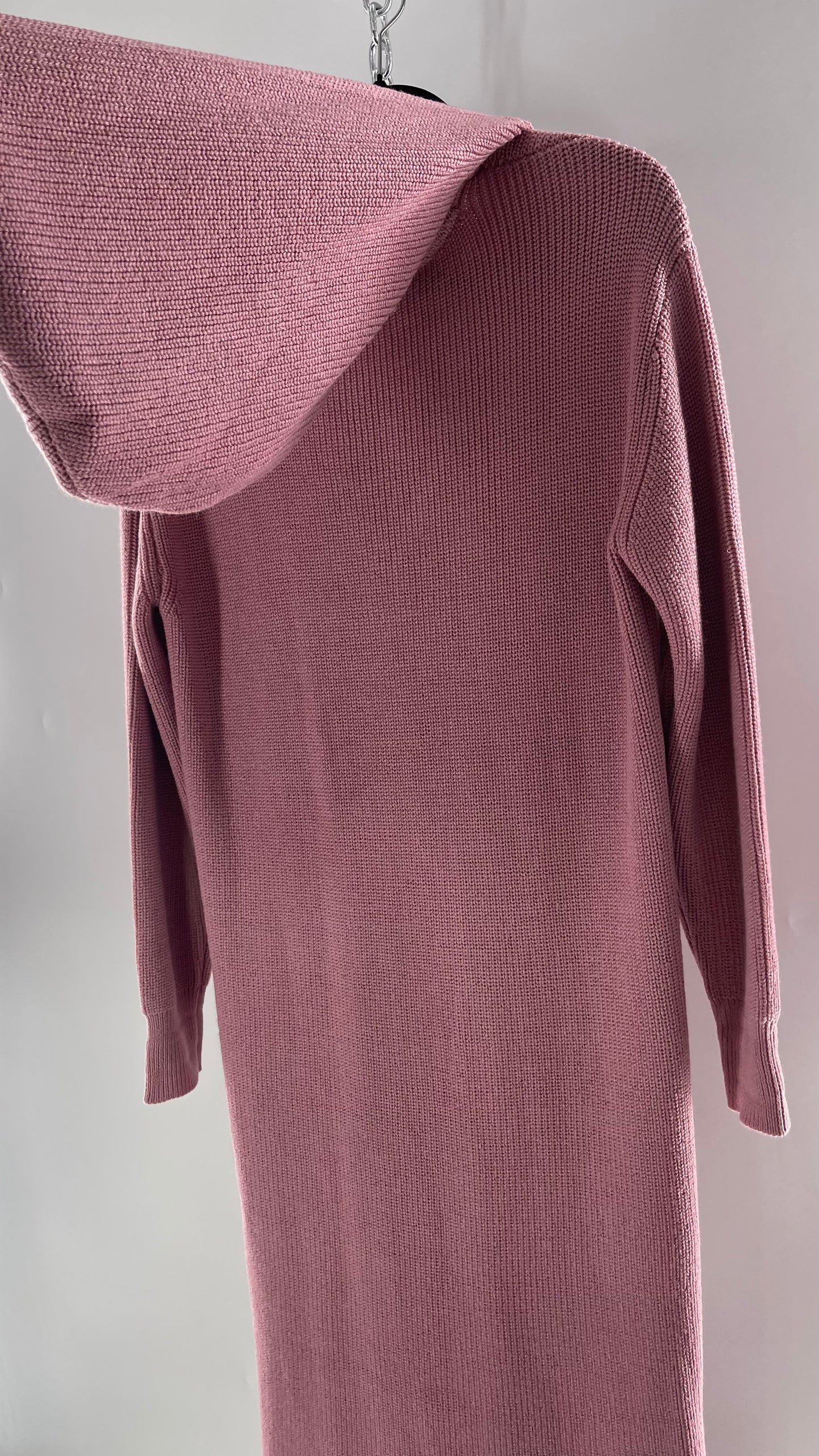 Free People Dusty Pink/ Mauve Full Length Knit Hoodie Snuggie Dress (S)