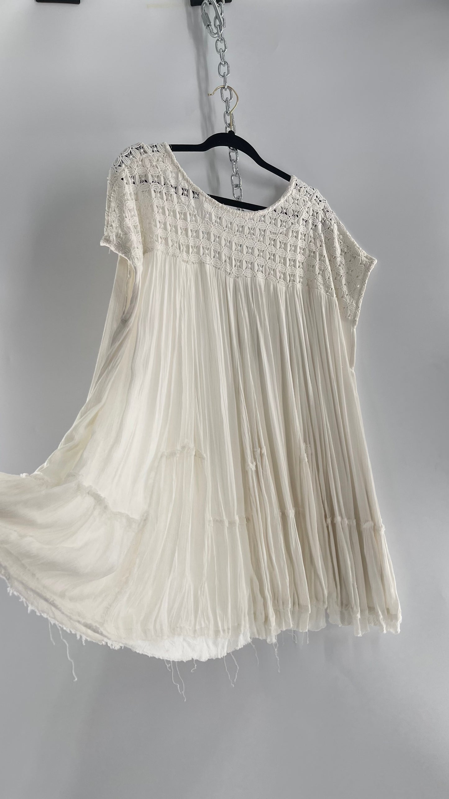 Free People White Cotton Voluminous T Shirt Dress (S)