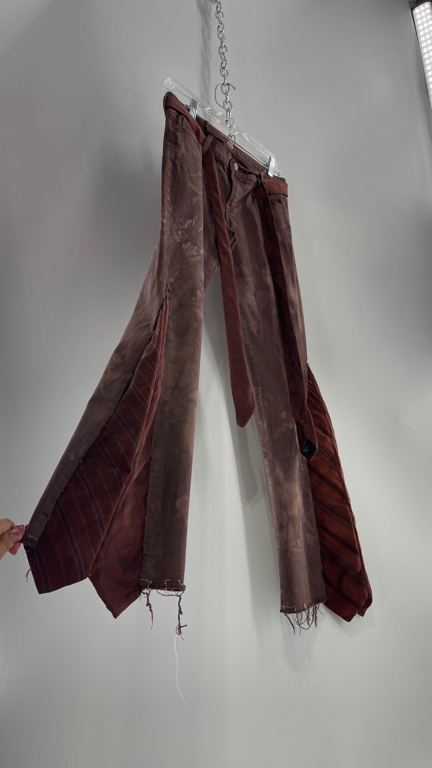 Custom Brown Tie Side Bell Bottom Kick Flare Pants (27)