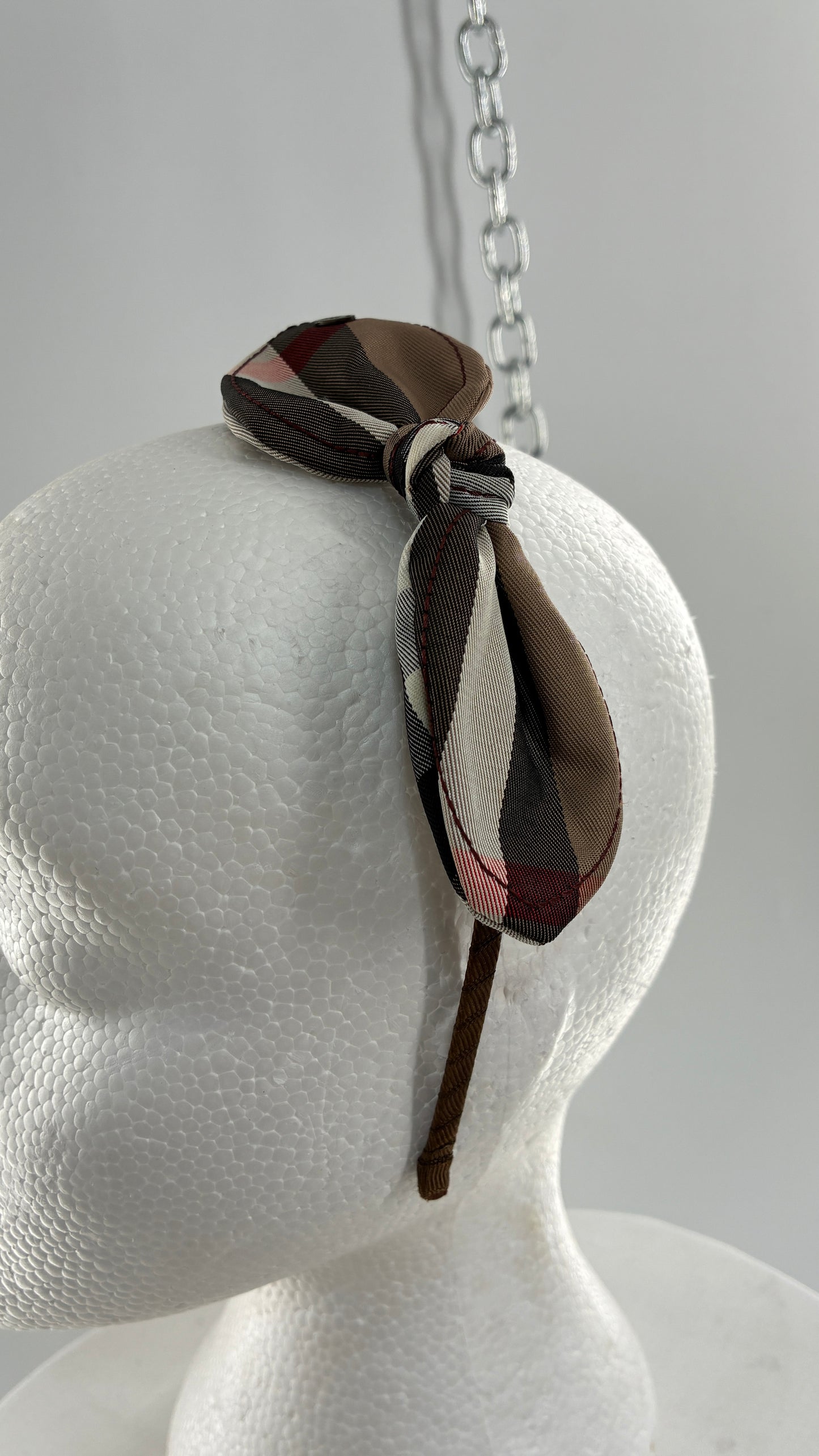 Vintage FARMER Handmade Headband with Burberry Bow