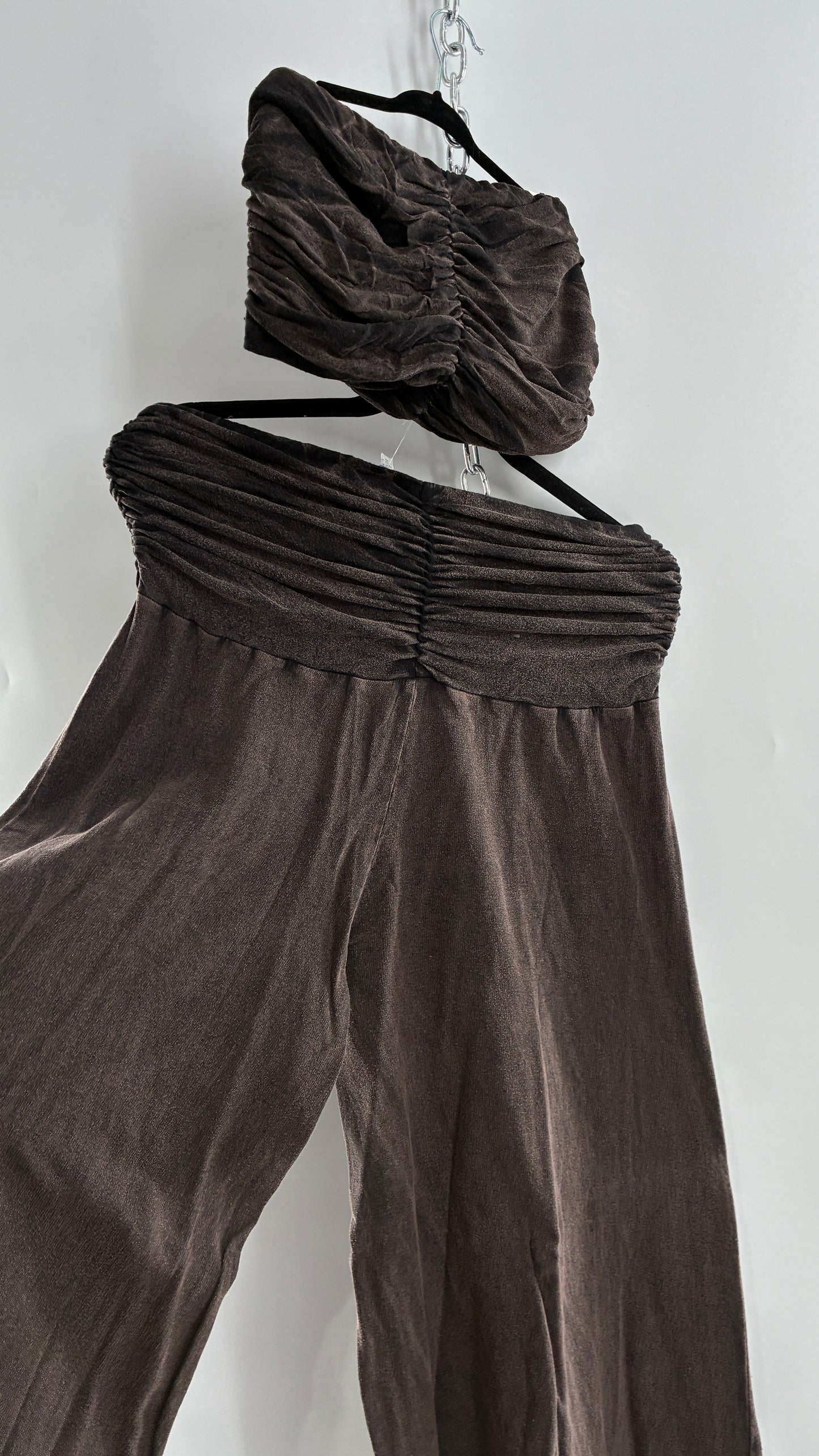 Free People Acid Wash Style Ruched Tube Top And Ultra Wide Leg Pant Set with Tags Attached (L)