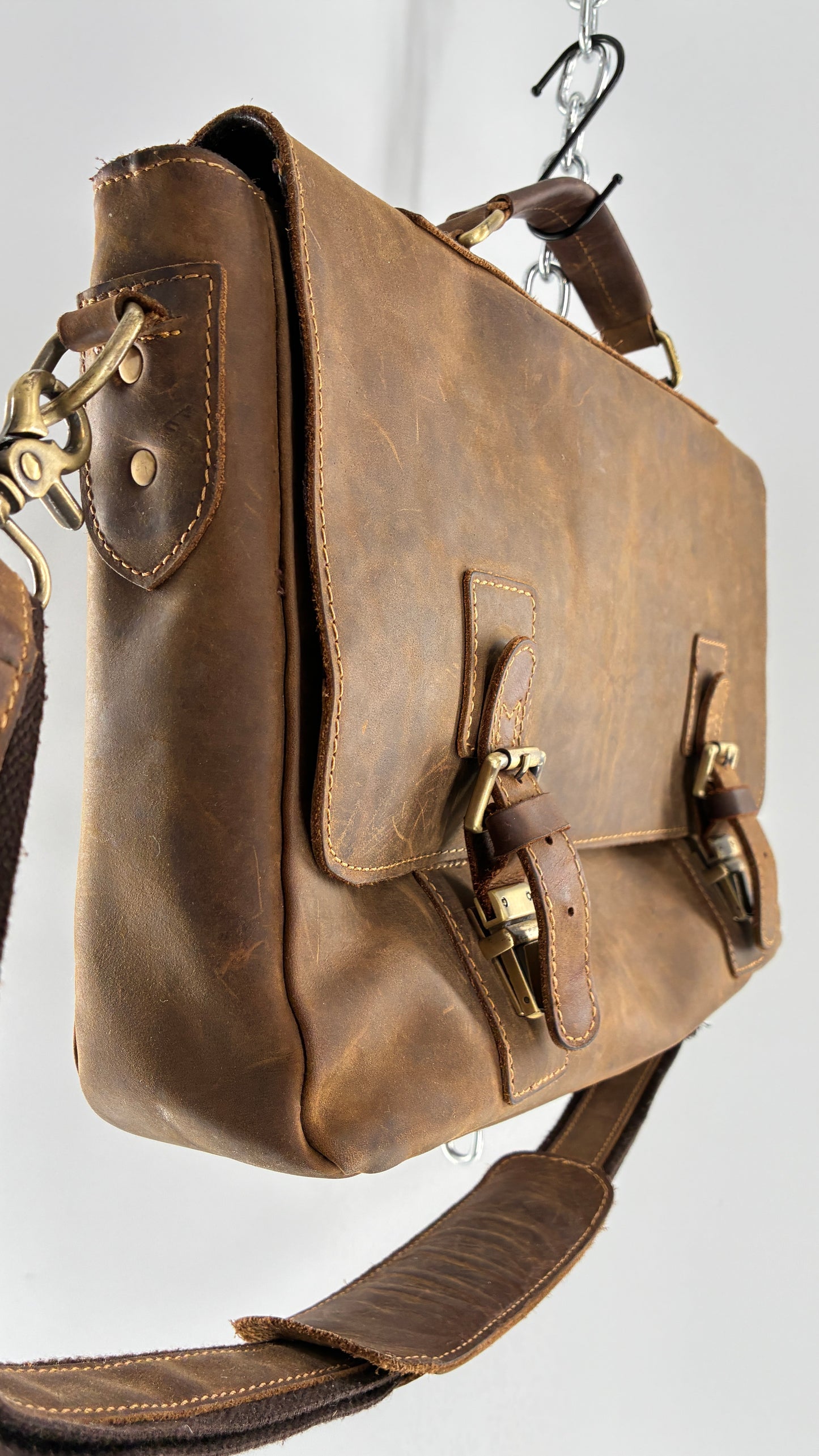 KATTEE Heavy Duty, Thick Genuine Leather Briefcase School Satchel Messenger Bag