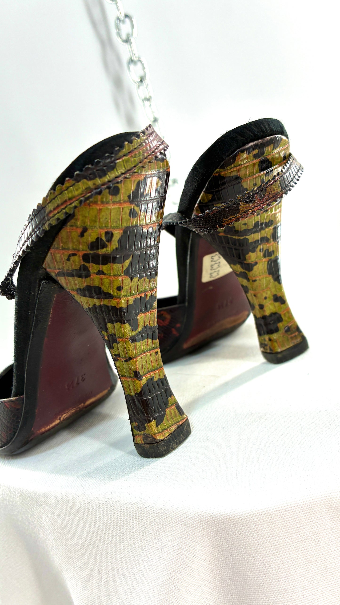 Rare Vintage CLONE Bruno Bordese Anaconda Snake Patterned Round Toe Heel Made in Italy (37.5)