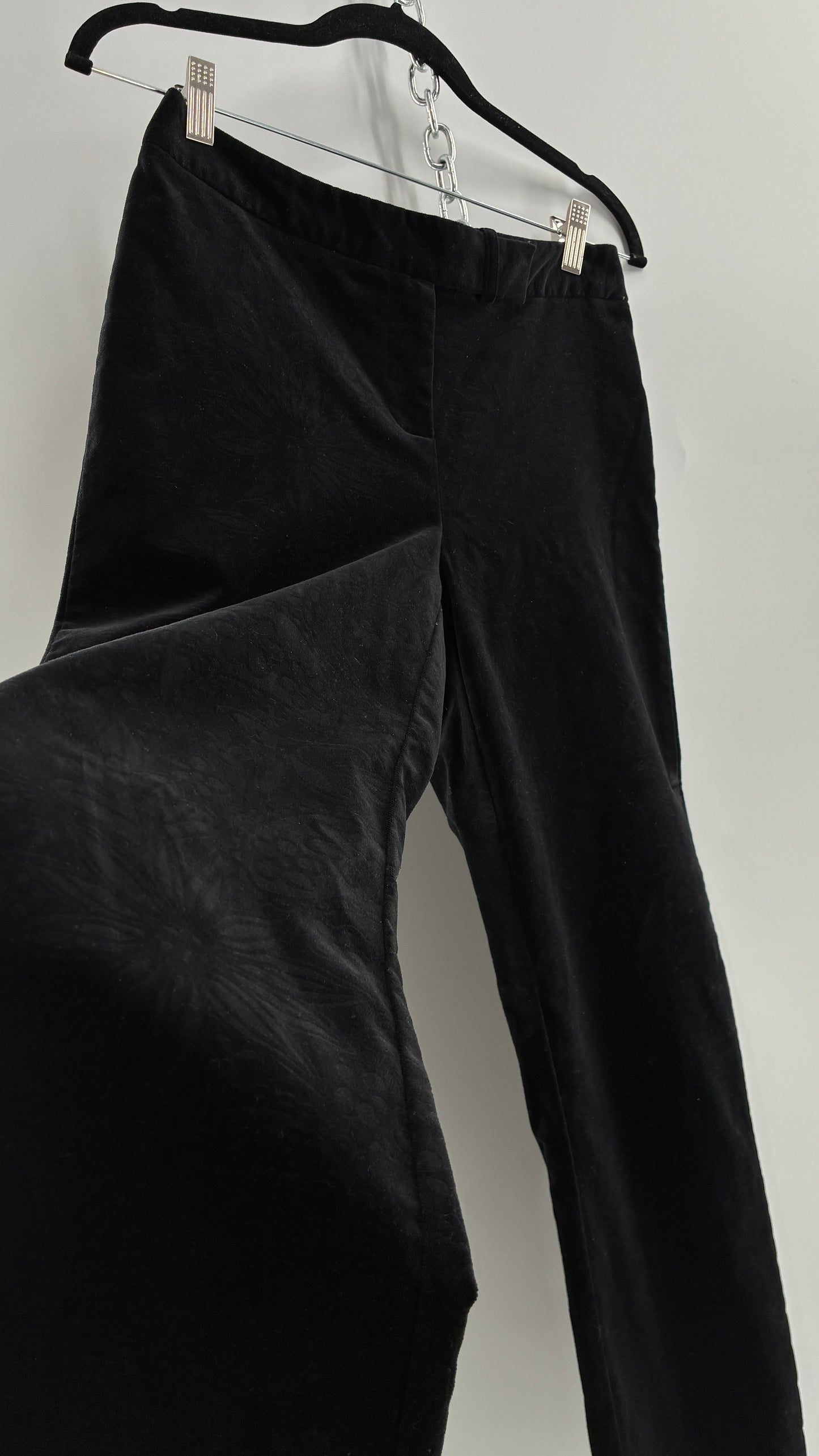 Deadstock Vintage 2000s Lilly Pulitzer Black Velvet Embossed Floral, Side Closure Pants (4)