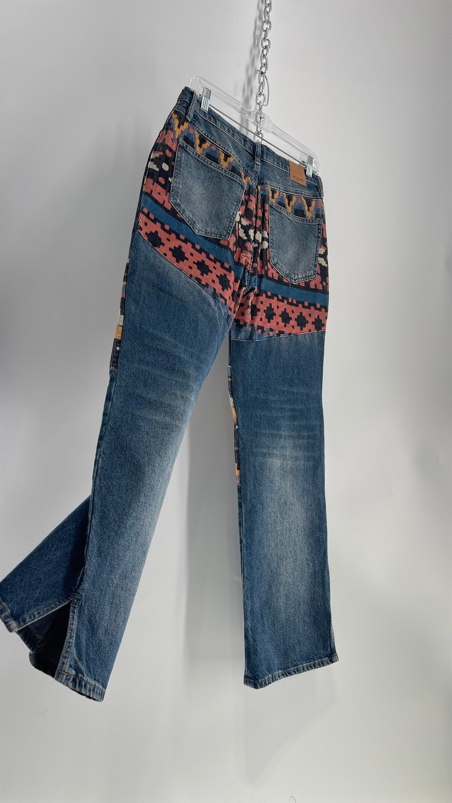 Free People Corduroy Geometric Knee and Bum Patch Jeans (28)