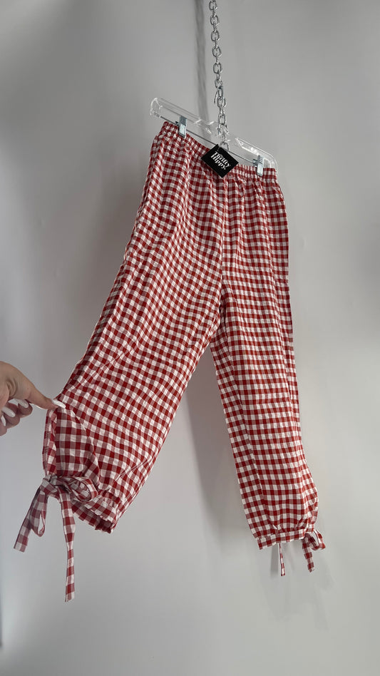 Gingham Red and White Capri with Tie Ankles (Small)