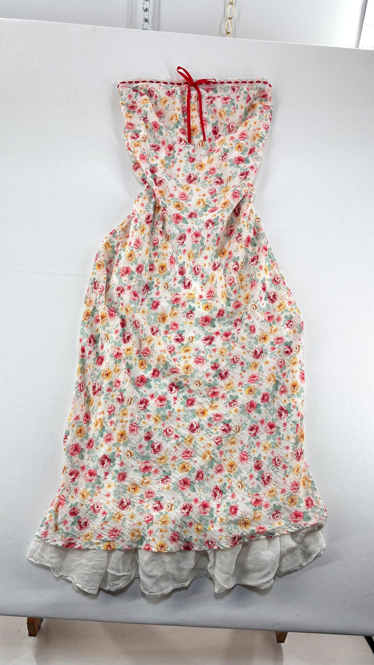 JESSICA SIMPSON Floral Crimped Tube Dress with Ribbon Detail  (Medium)
