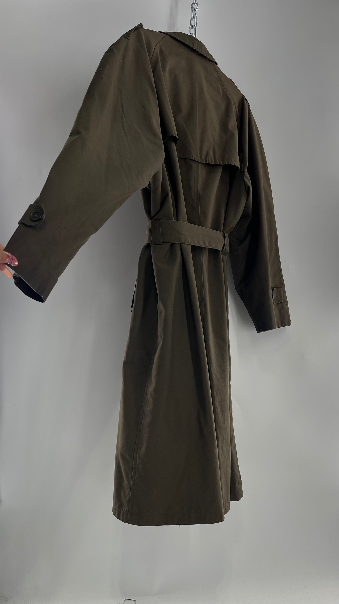 Vintage Christian Dior Olive Green Trench Coat (42L)