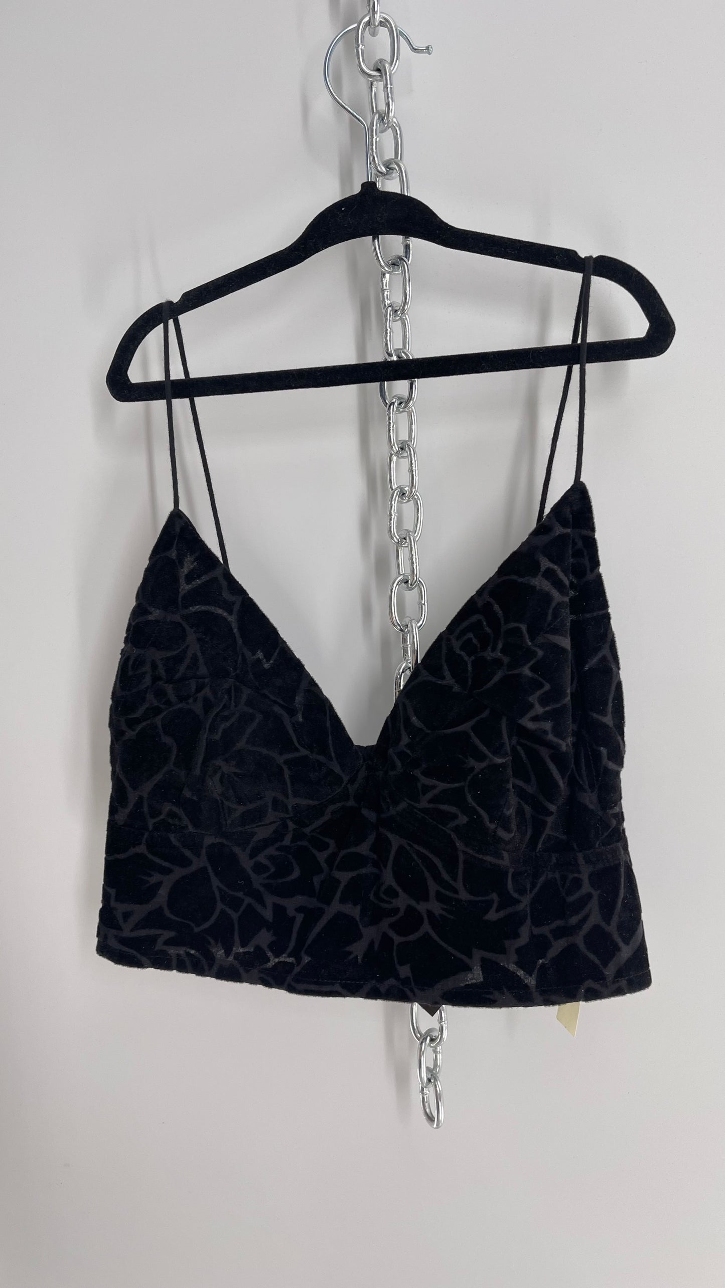 Free People Velvet Giraffe Texture Print Bralette Black (XS)
