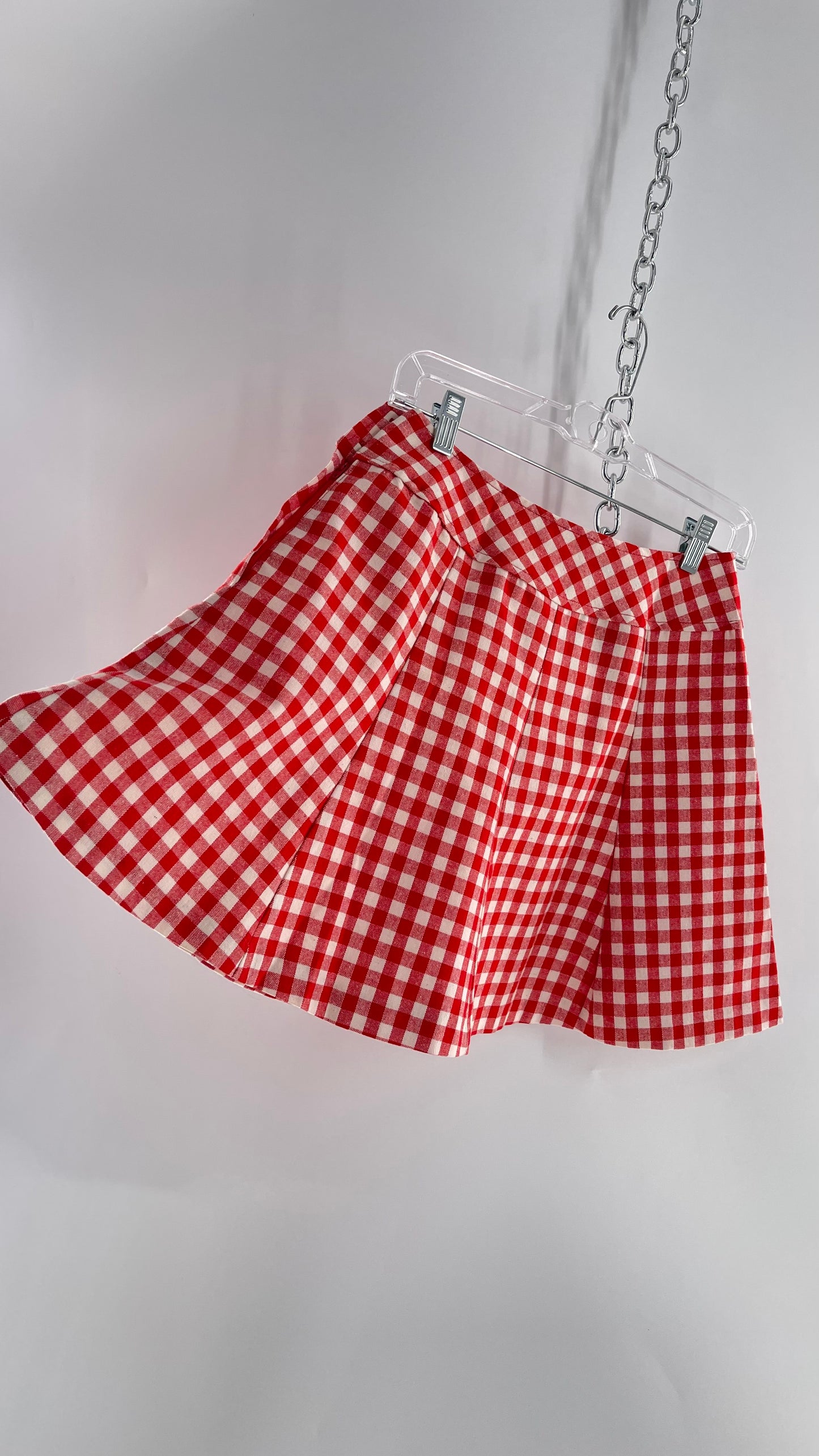 Vintage Bobbie Brook Red and White Picnic Mini Skirt (Large)