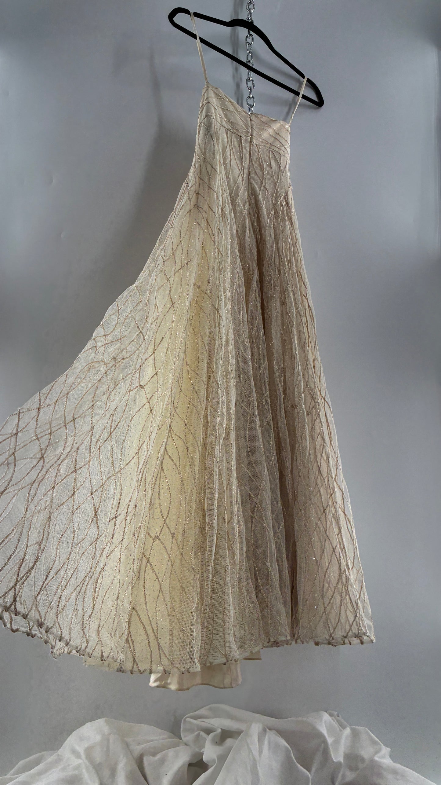 Vintage Victor Costa for Neiman Marcus Strapless Ruched/Pleated Bust Mermaid Gown Covered in Braided Threads and Embroidered Beads (6)
