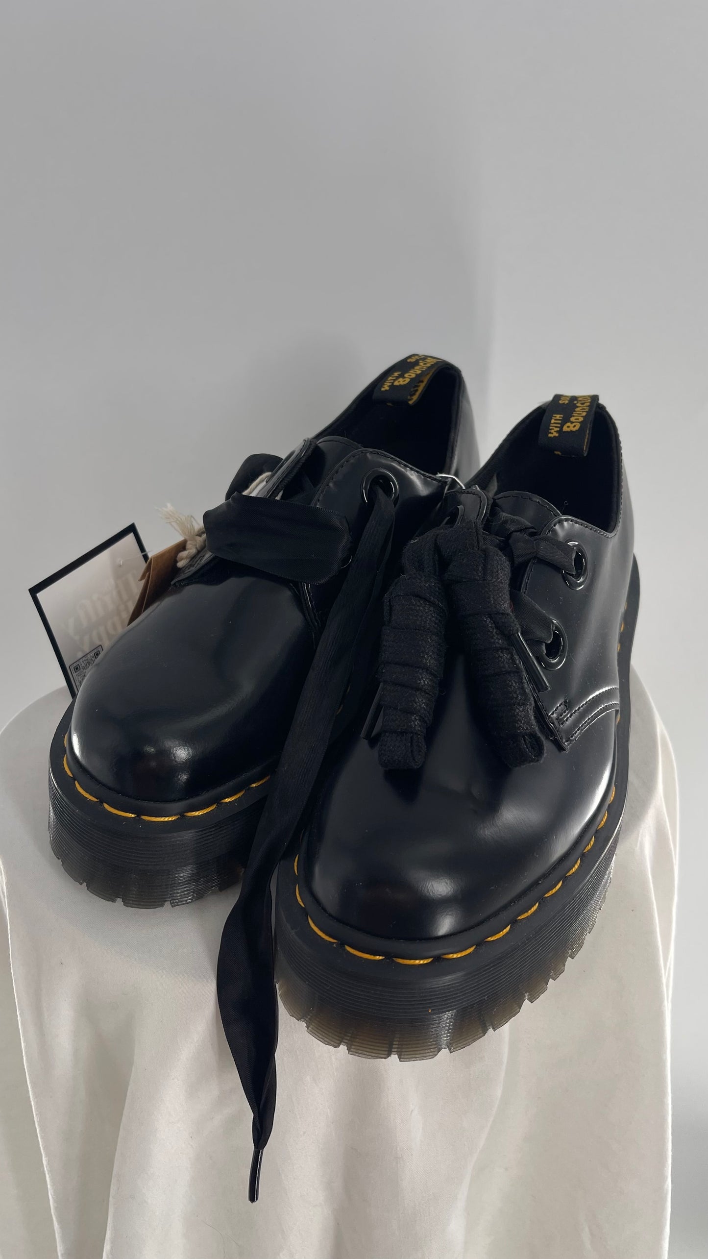 Dr.Martens  Black Patent Leather Holly Platform Oxford(8)