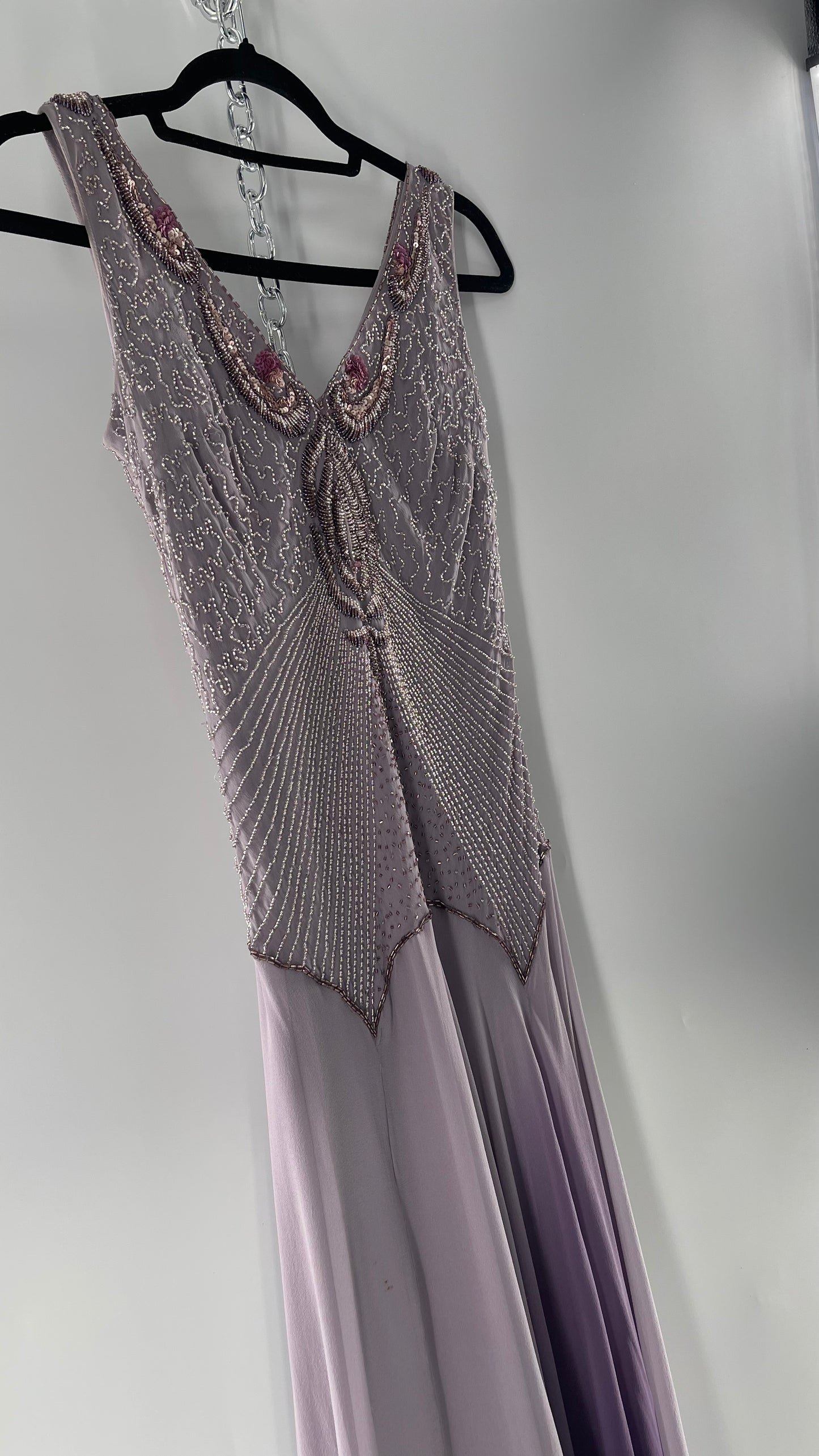 Terani Couture Silk Ombré Lilac Purple Gown with Multi Shade Handkerchief Hem with Beaded Bodice (14)