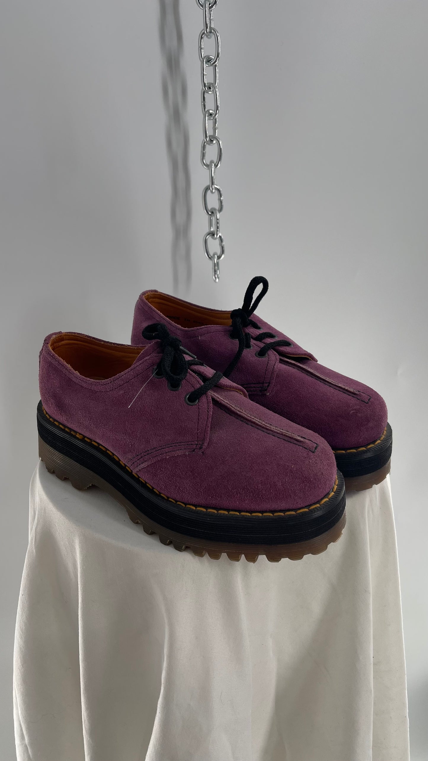 SUPER RARE Vintage Dr. Martens Platform Purple/Mauve Suede Leather Oxfords (3)