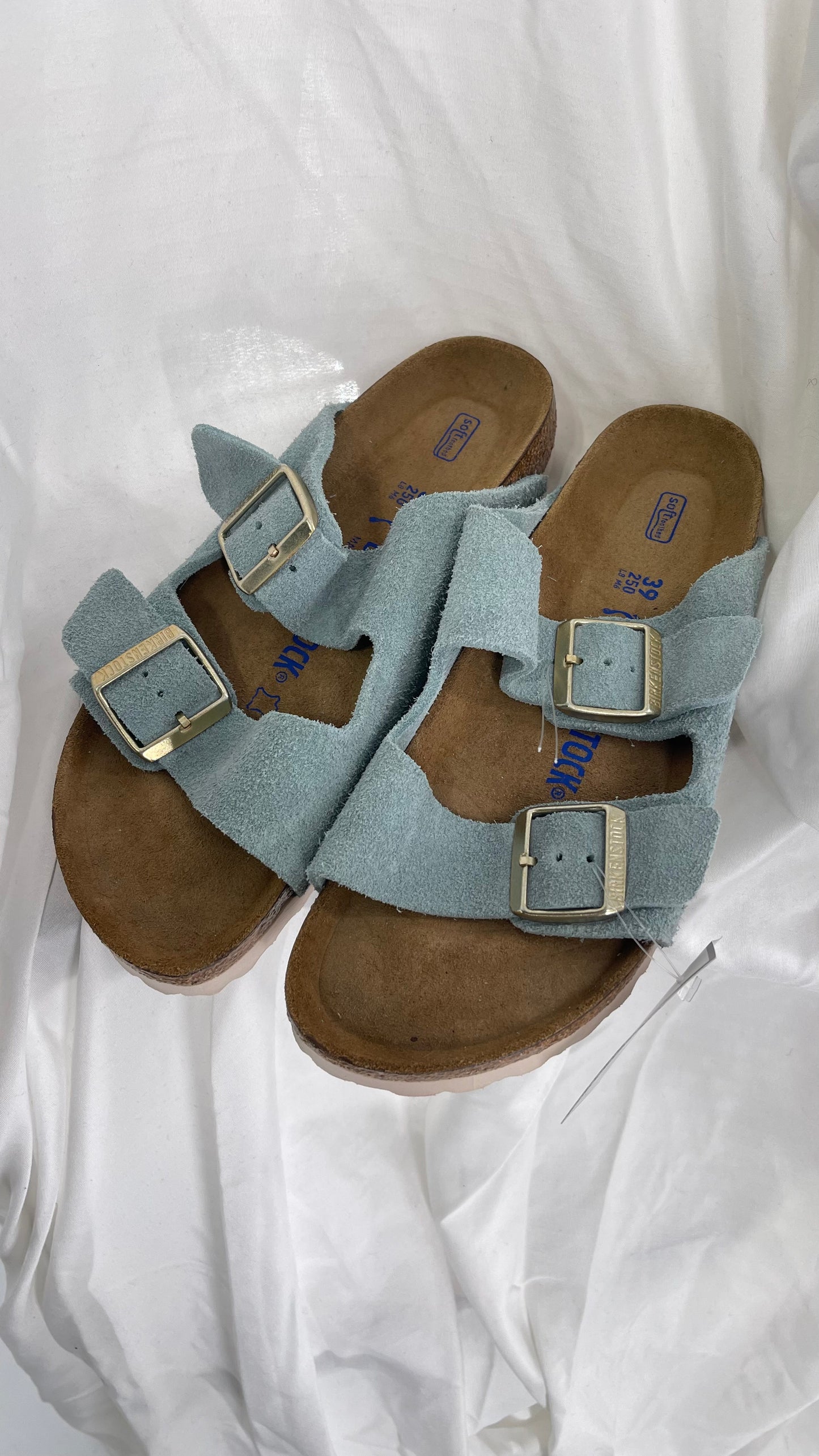 Birkenstock Powder Blue Suede Double Strap Sandal (39/8)