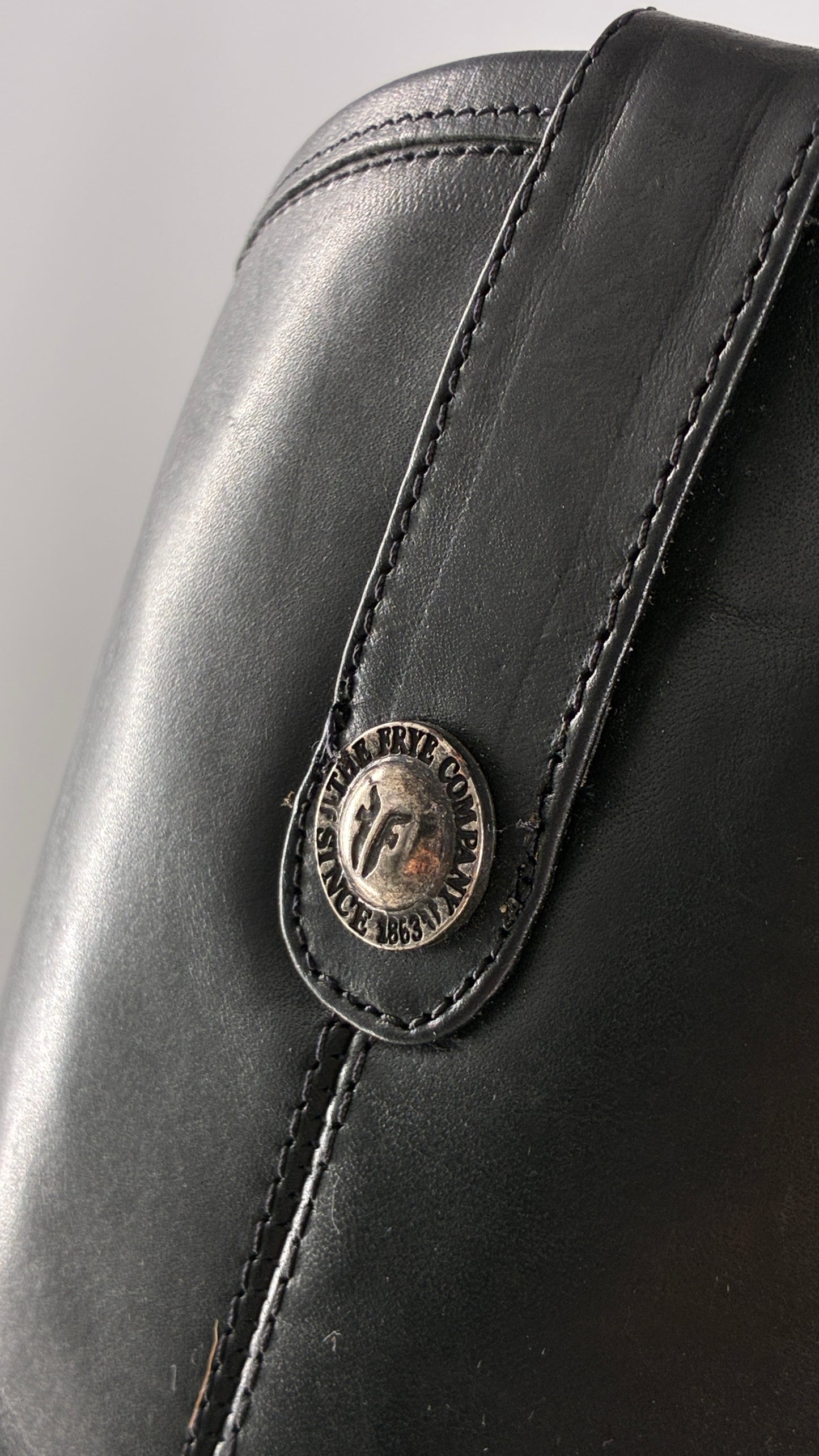 Vintage FRYE Melissa Tall Black Leather Button Boot Made in Mexico (7.5)