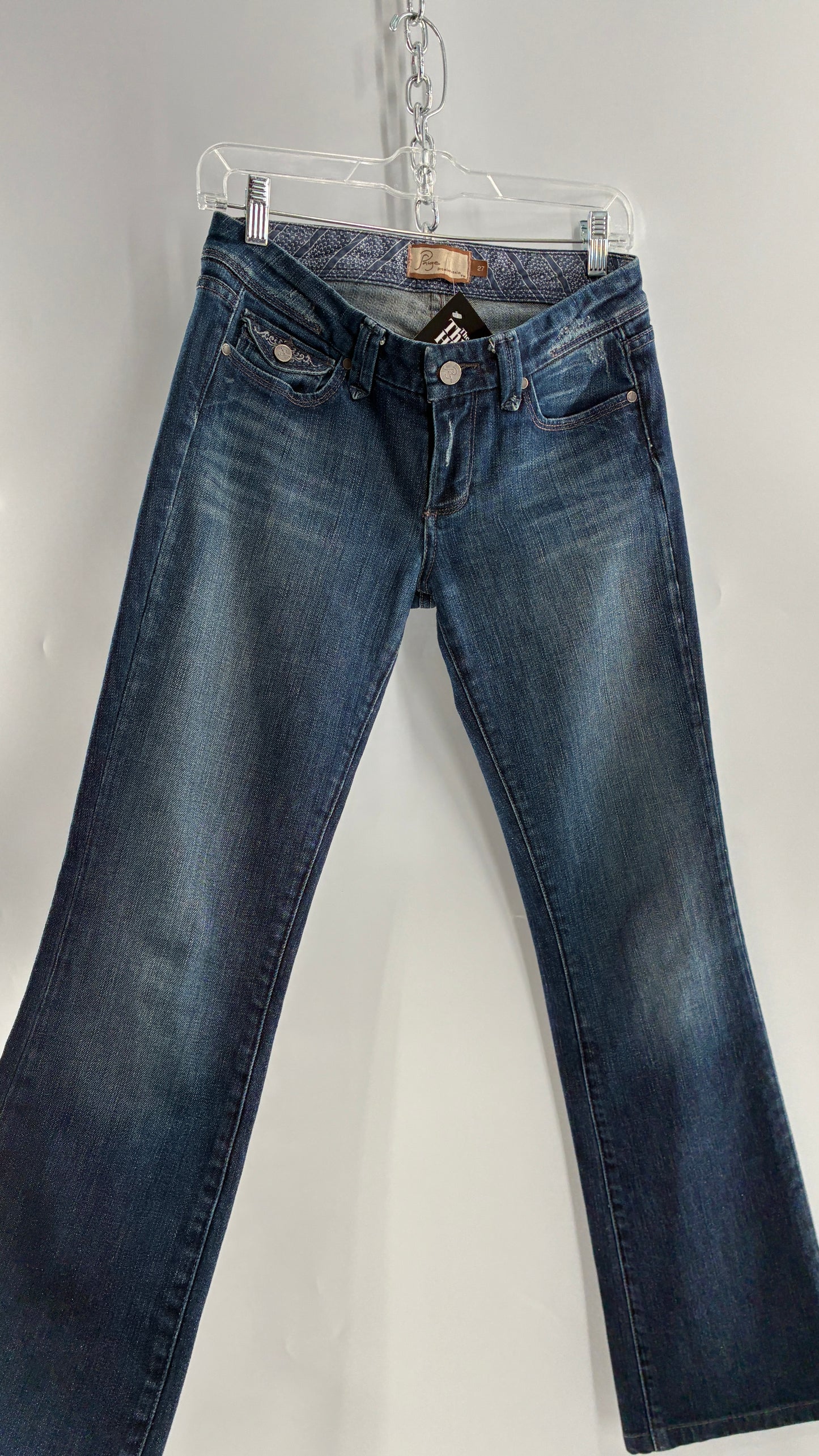 Vintage PAIGE Kick Flare Jeans with Embroidered Pockets (27)