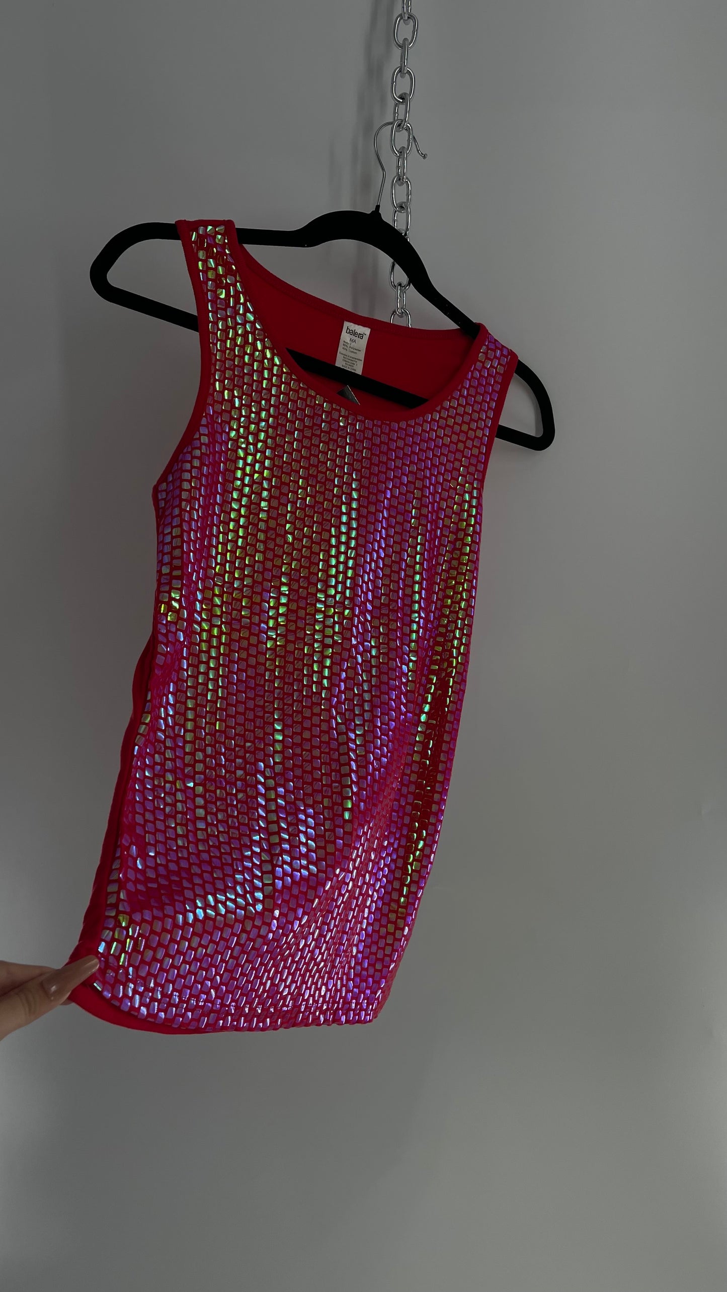 Vintage 1990s Red Iridescent Sequin Tank (S/M)