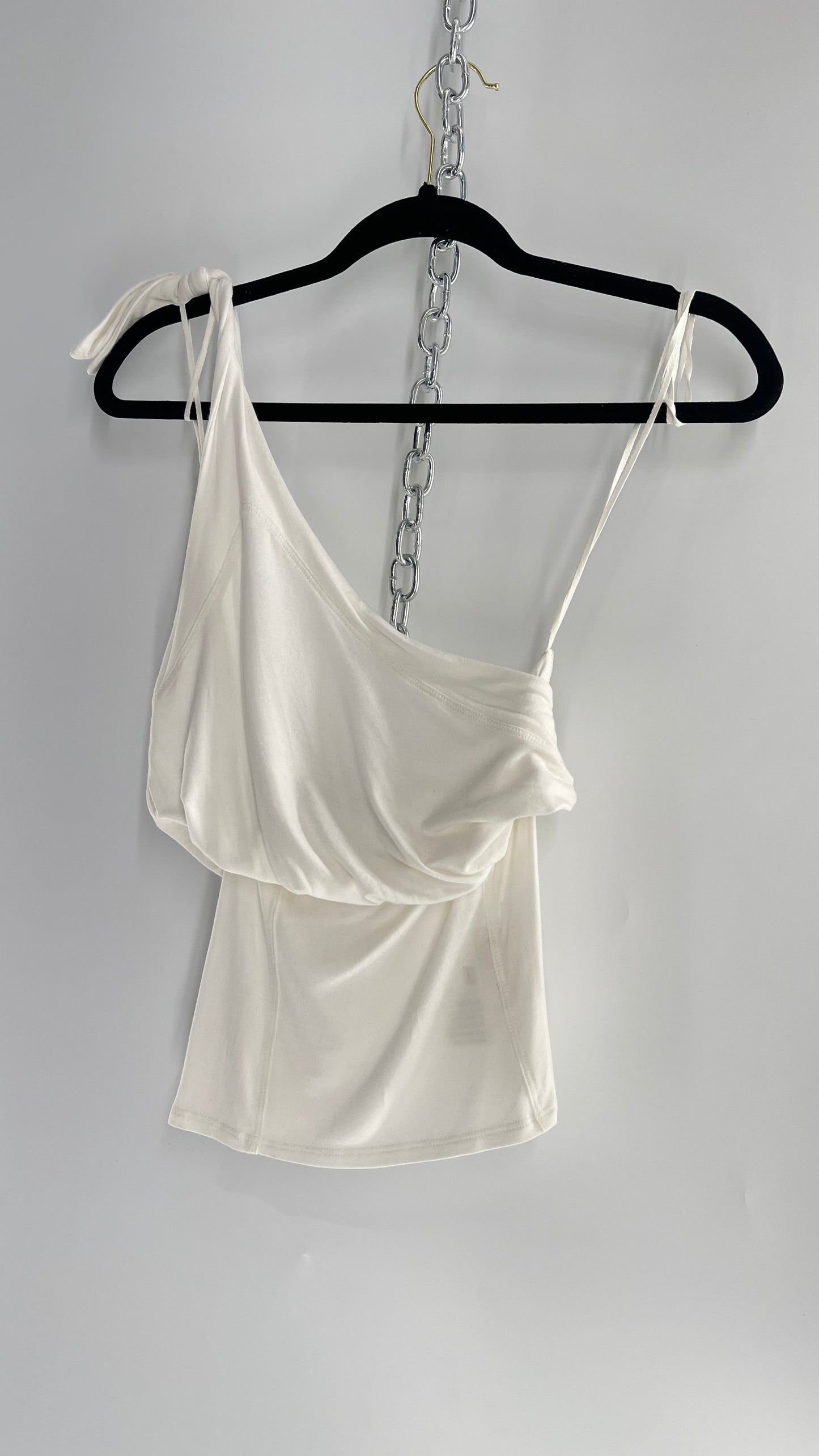 Free People White One Shoulder Slim Torso Top (XS)