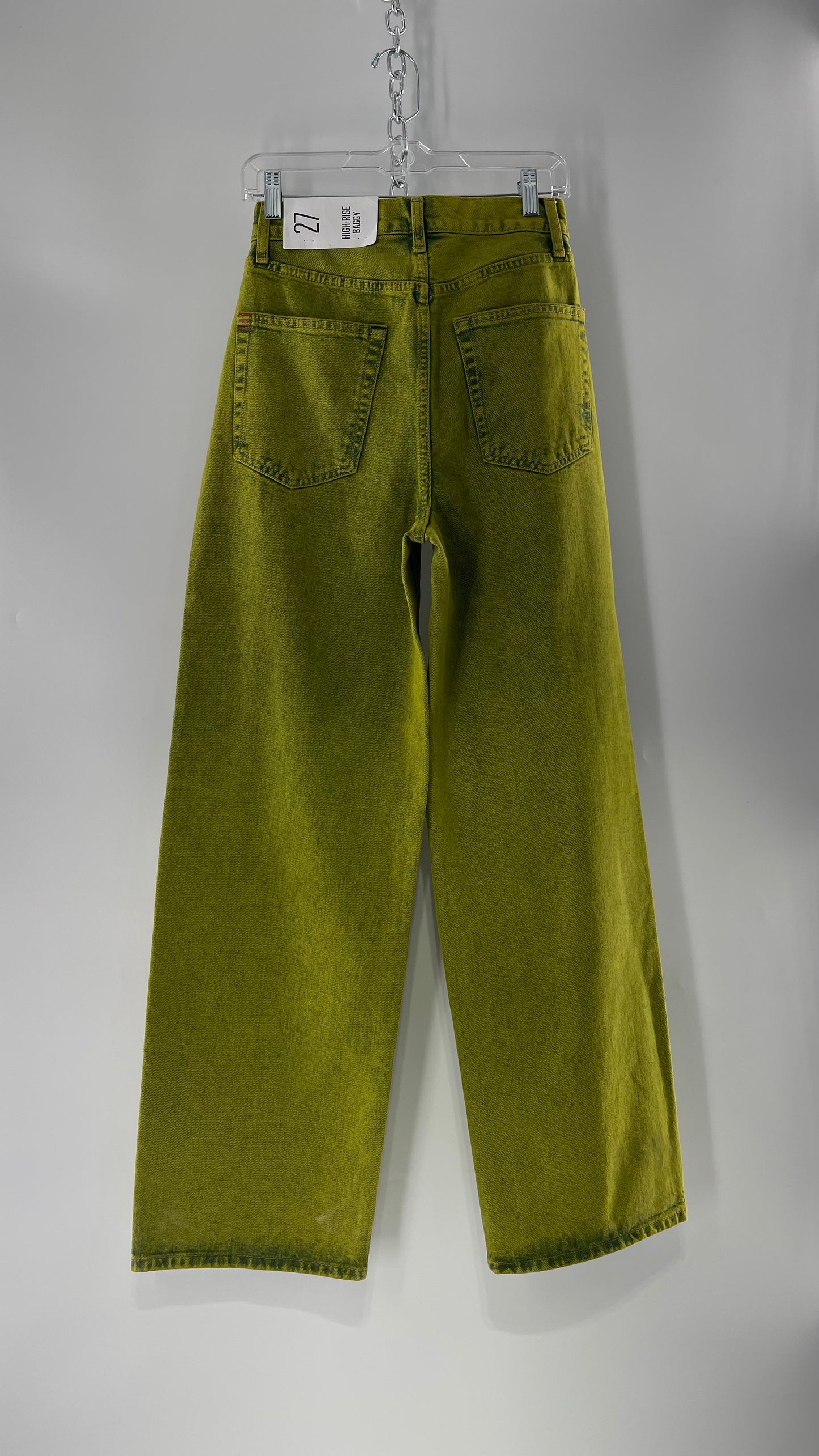 Slime Green Acid Wash High Rise Baggy BDG Urban Outfitters Jeans  (27)