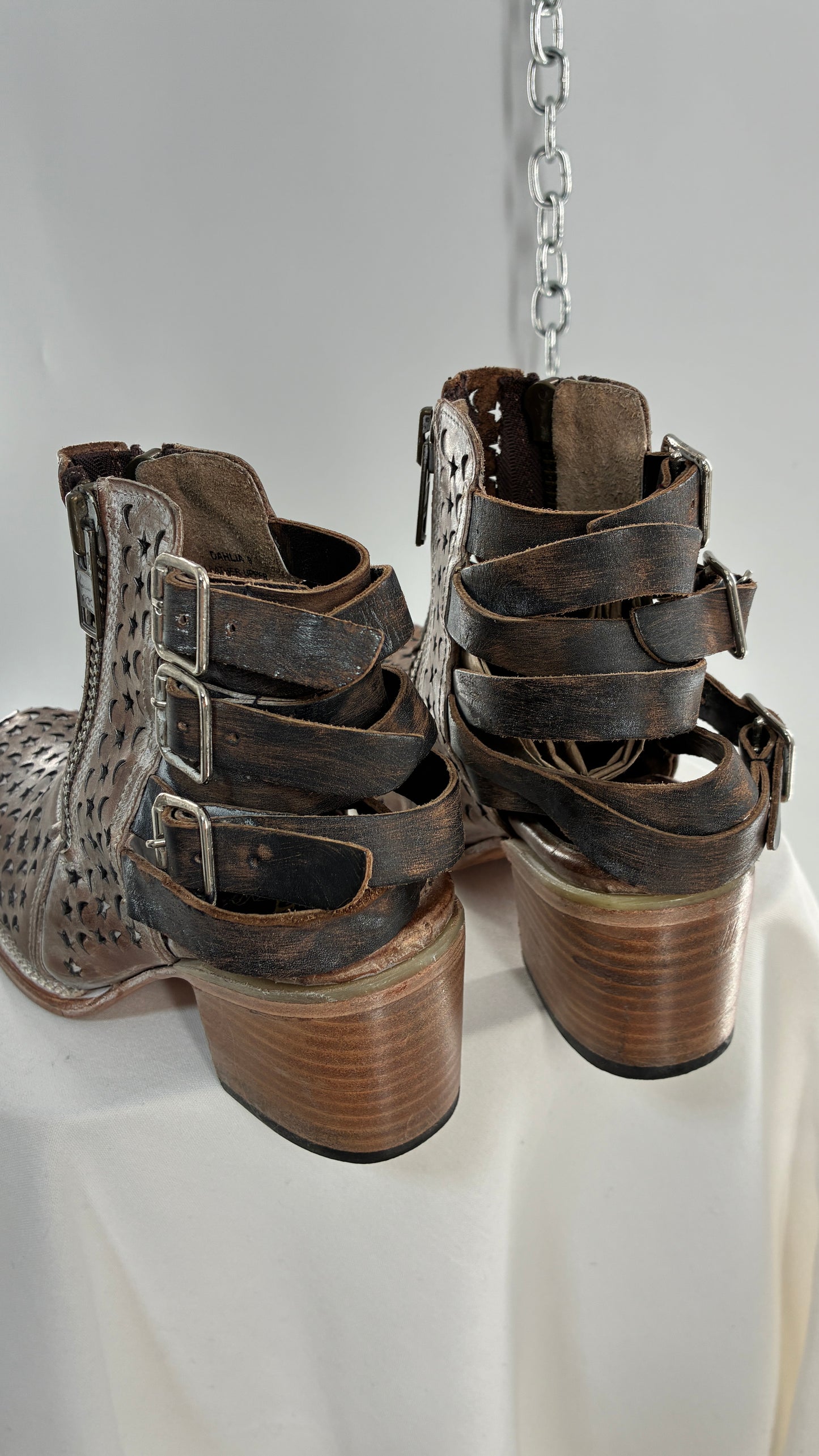 RARE FREEBIRD DAHLIA Star and Moon Booties with Exaggerated Buckle Detailing (8)