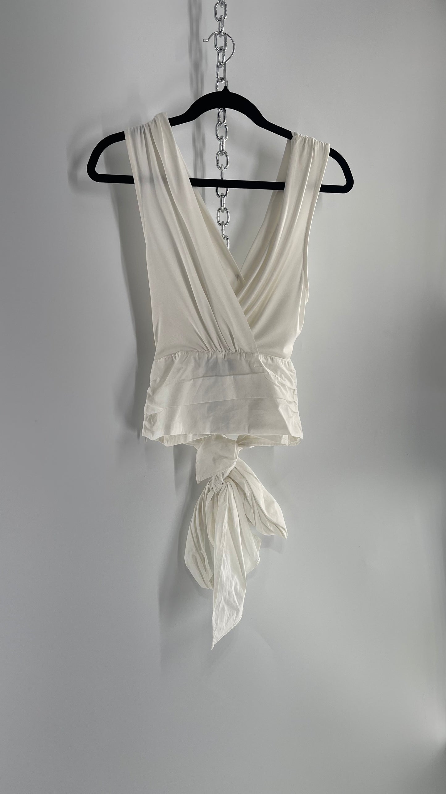 Sunday in Brooklyn Anthropologie White Wrap Around Tie Up Tank (Medium)