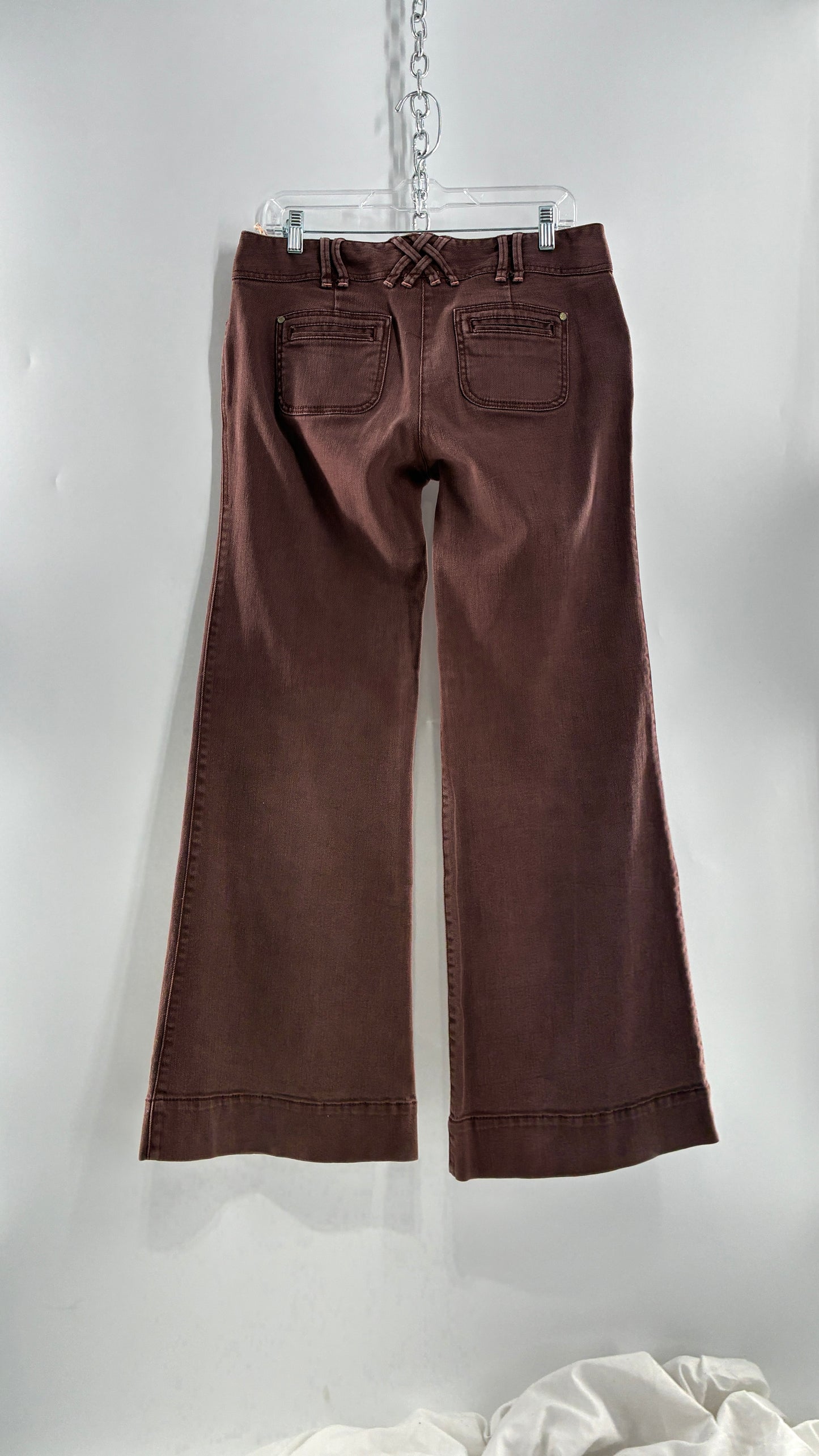 Vintage BICA CHEIA Brown Low Rise Wide Leg Jeans with Mini Pockets (32)
