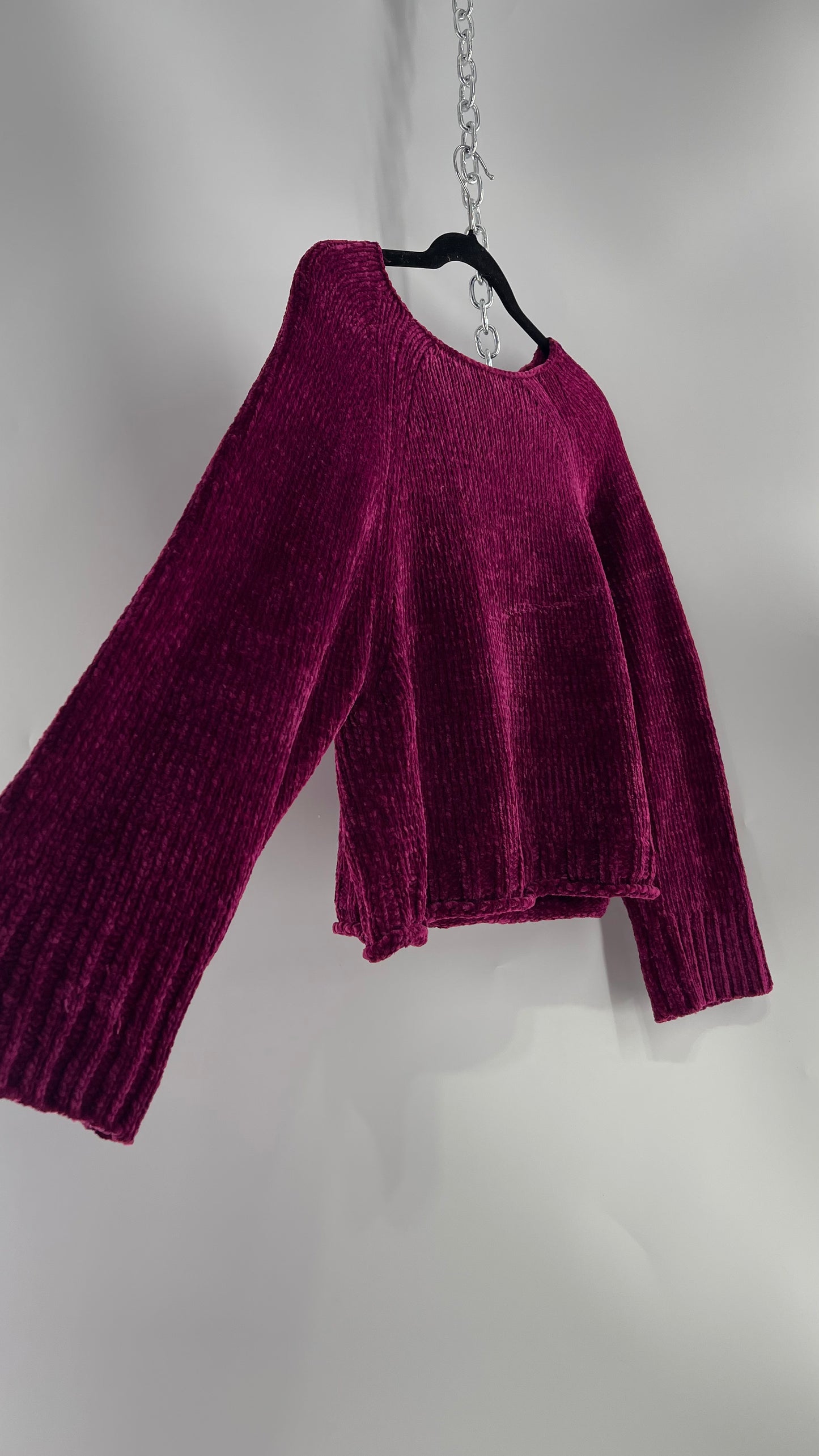 Anthropologie MOTH Fuchsia Purple Chenille Sweater (XS)