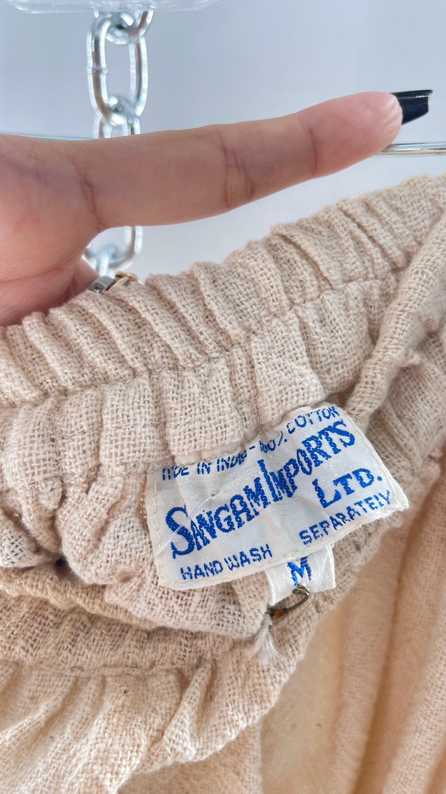 Vintage 1970s SANGAM Imports 100% Cotton White Maxi Skirt Made in India (Medium)