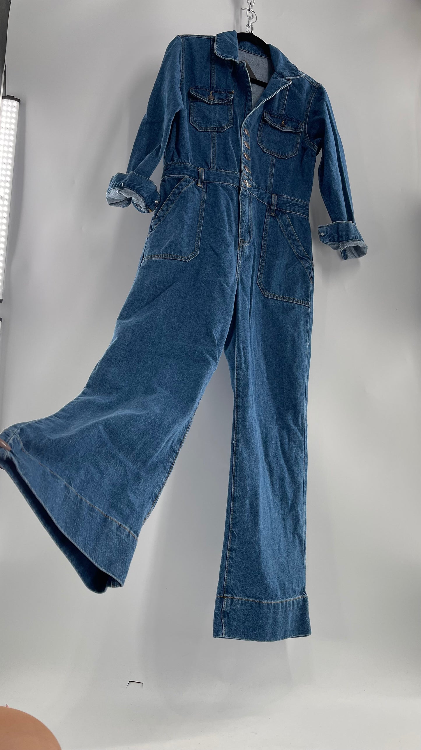 Vintage Medium Wash Jean/Denim Jumpsuit Boiler Suit (Small)