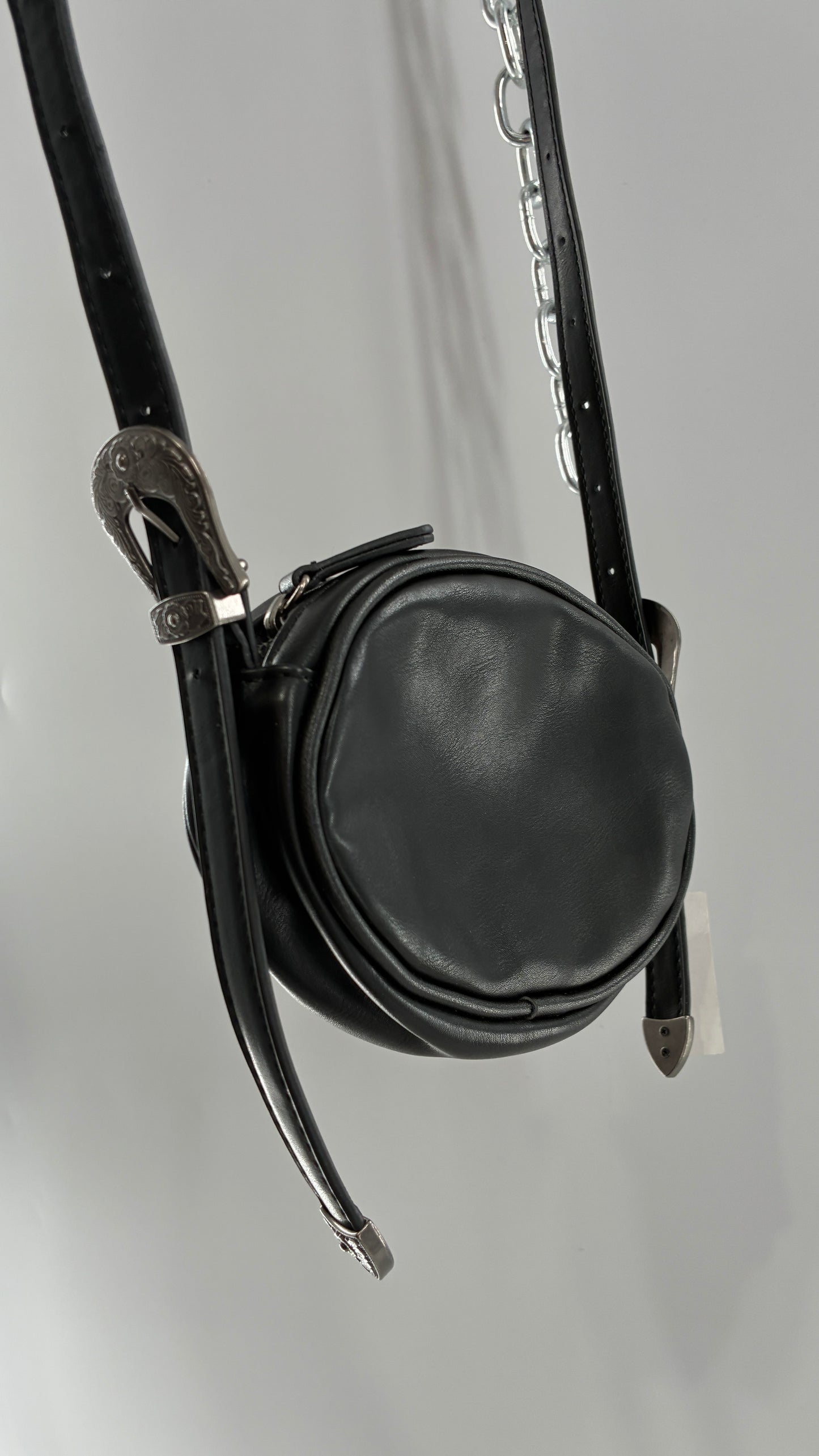 Urban Outfitters Black Vegan Leather Western Buckle Bag