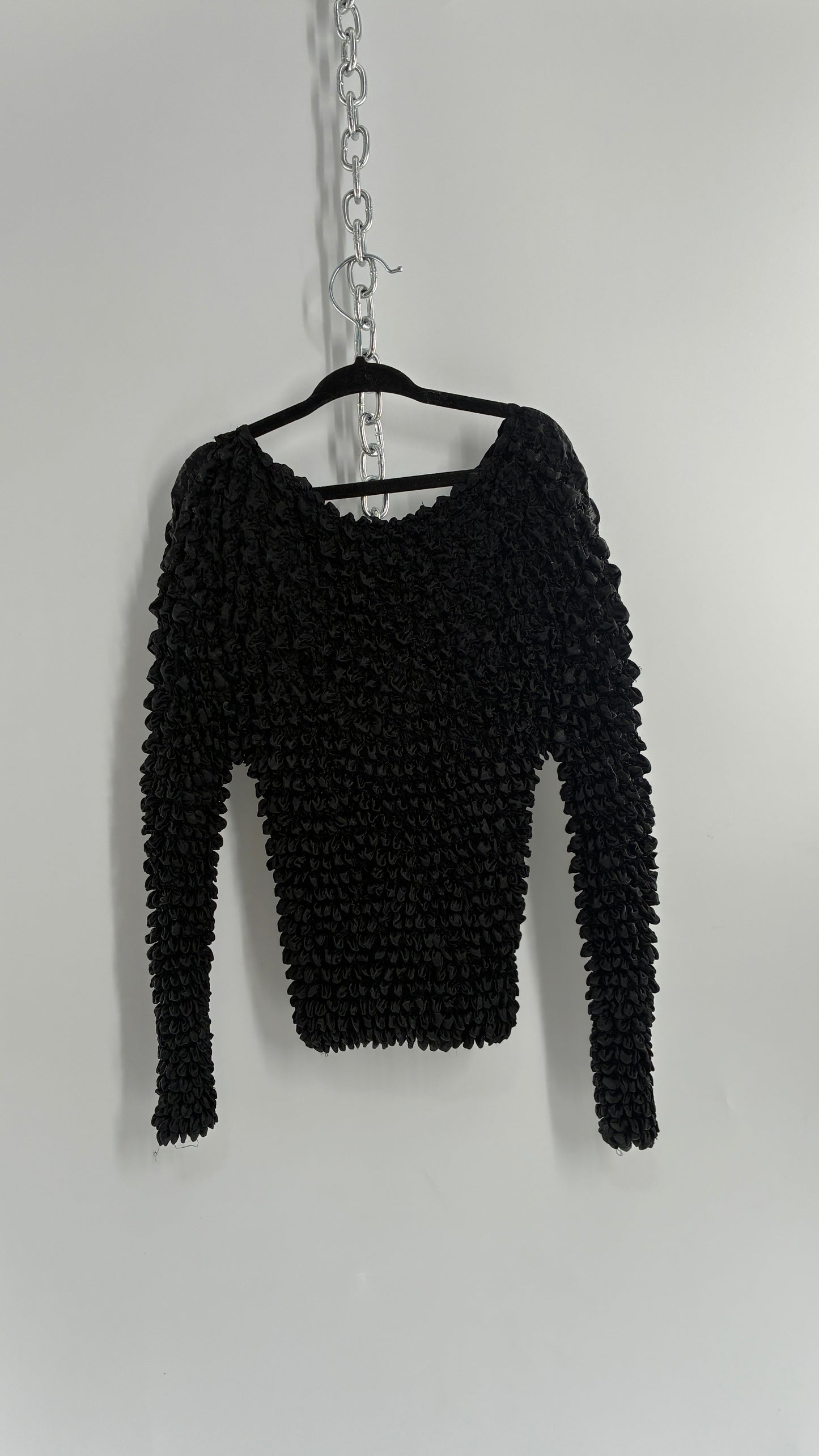 Vintage 1990s Black Popcorn Long Sleeve (One Size)