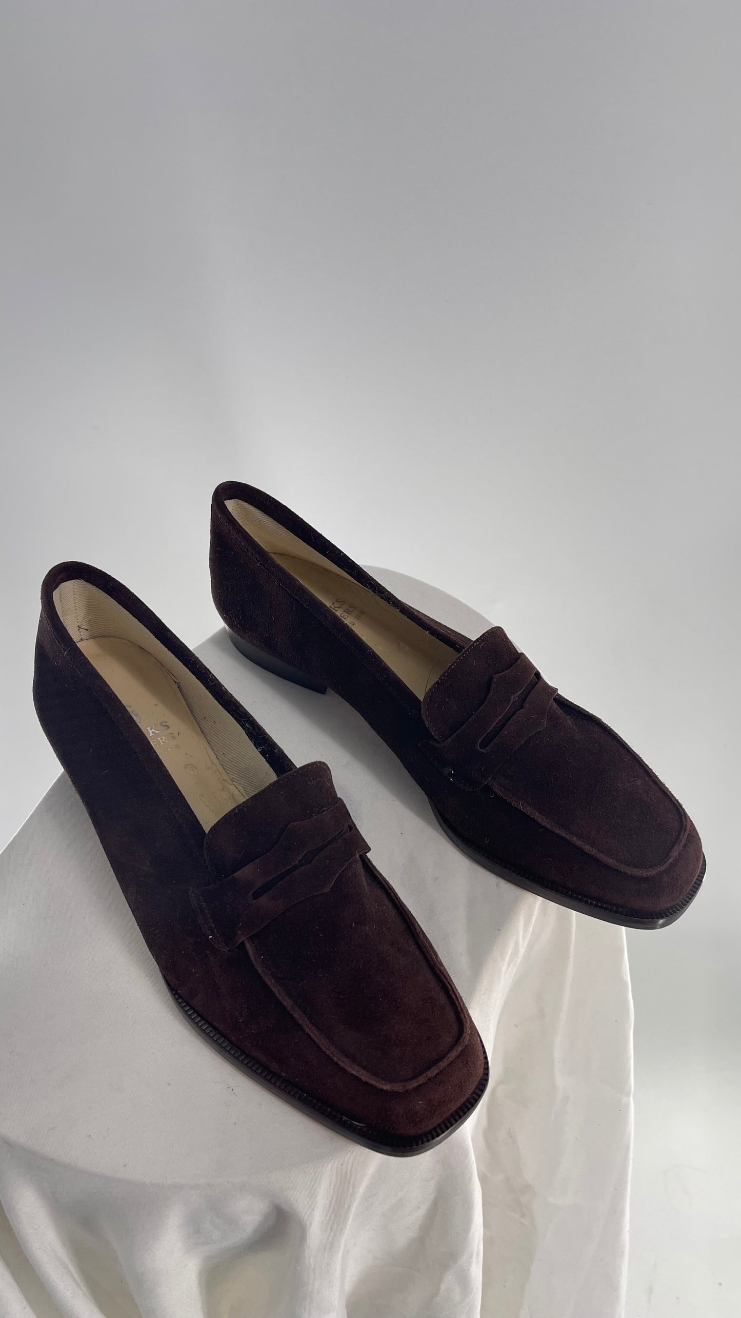 Vintage Brooks Brothers Brown Suede Leather Penny Loafers  (6.5)