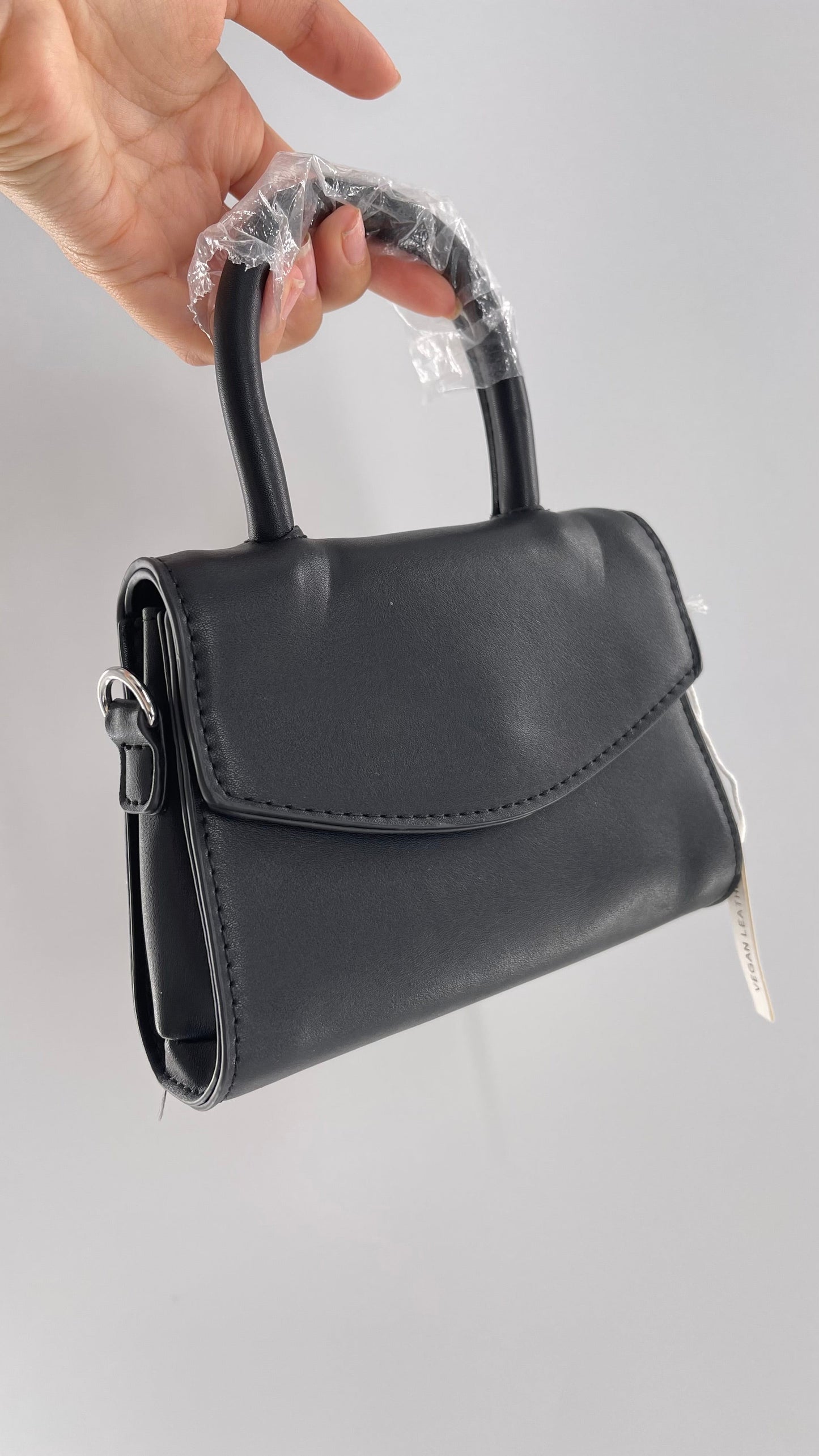 Urban Outfitters Black Vegan Leather Ultra Mini Purse with Detachable Crossbody Strap