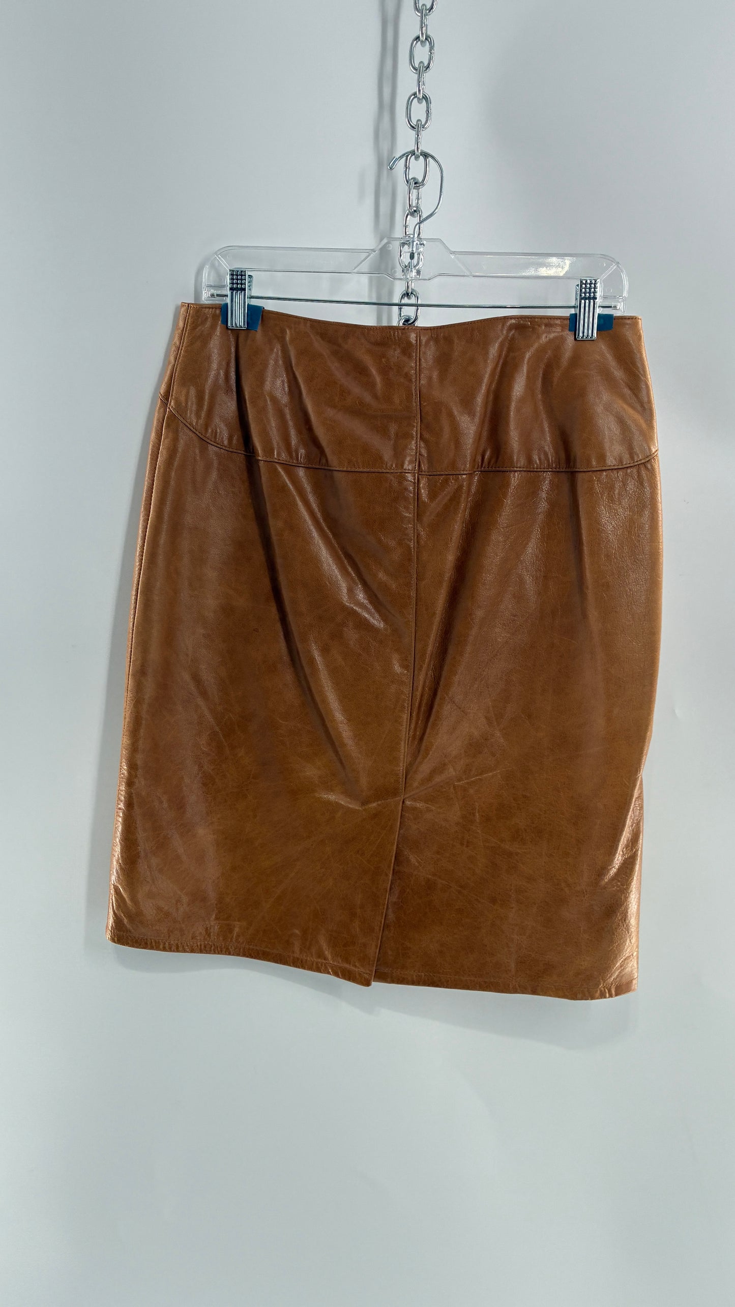 Vintage GAP Camel Leather Hip Skirt with Hip Detail (6)