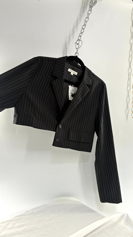 Cherry Mellow Pin Stripe Asymmetric Cropped Blazer with Tags (Small)