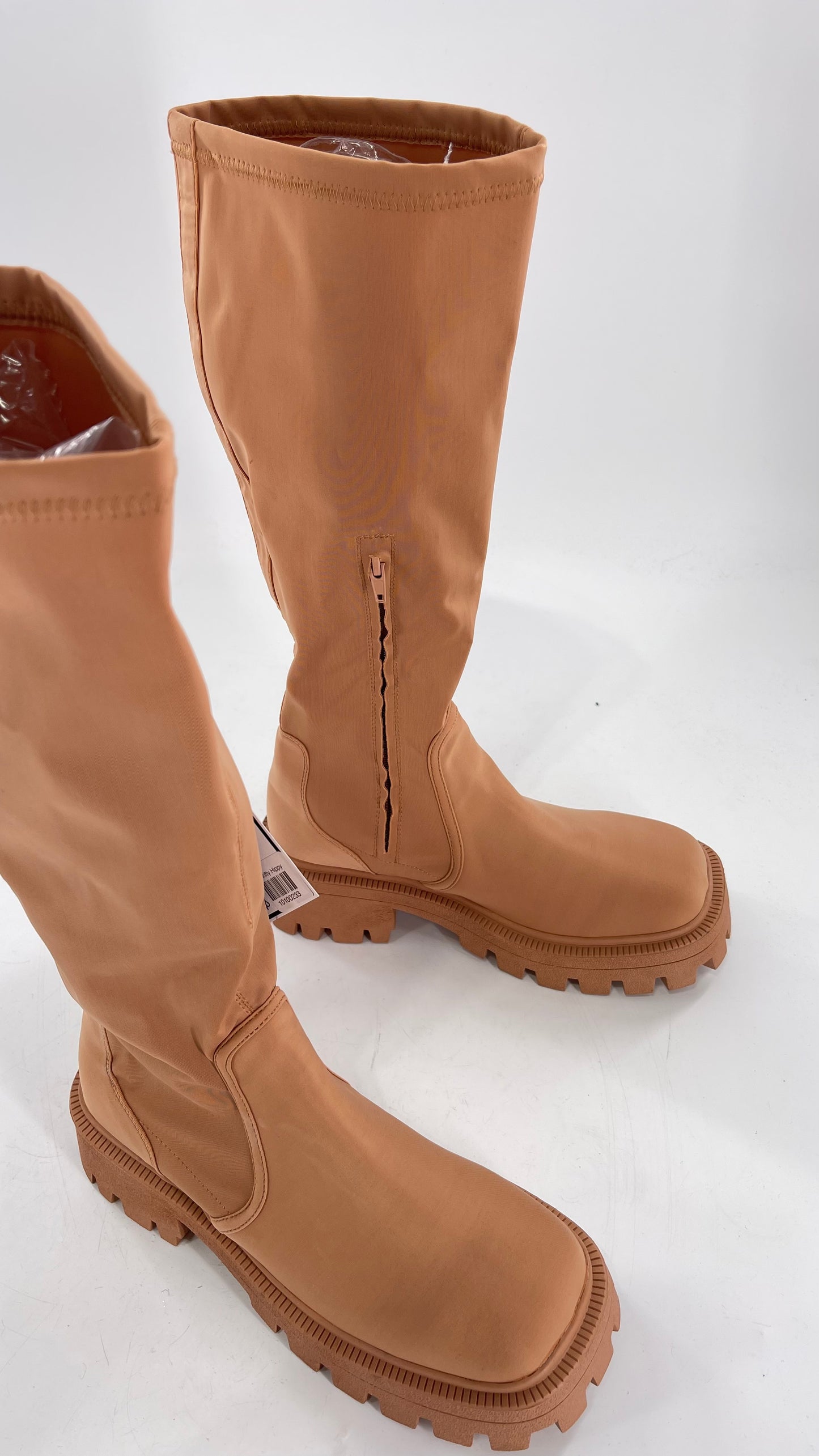 Urban Outfitters Tan Knee High Square Toe Sock Boot (8)