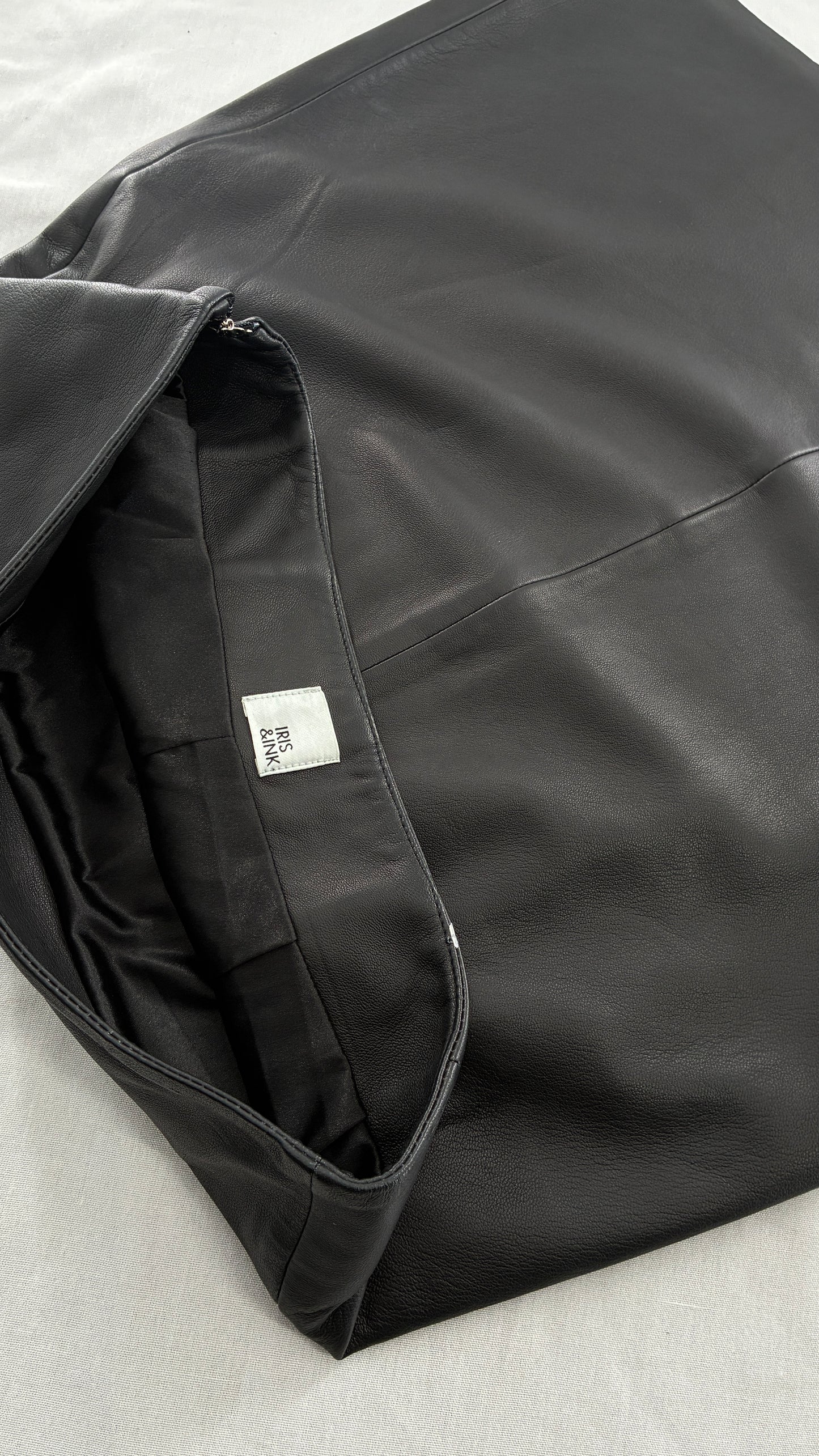 IRIS & INK 100% Black Lamb Leather Skirt (10)
