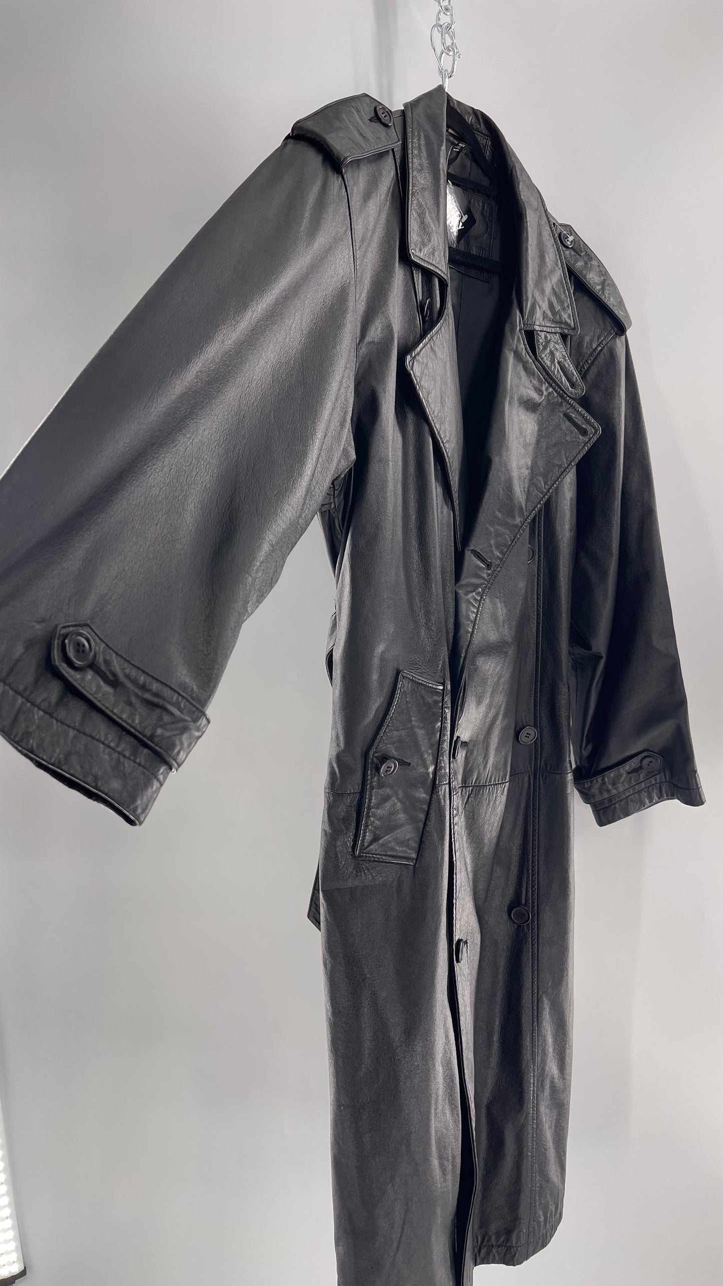 Georgetown Vintage Black Leather Trench Coat (Medium)
